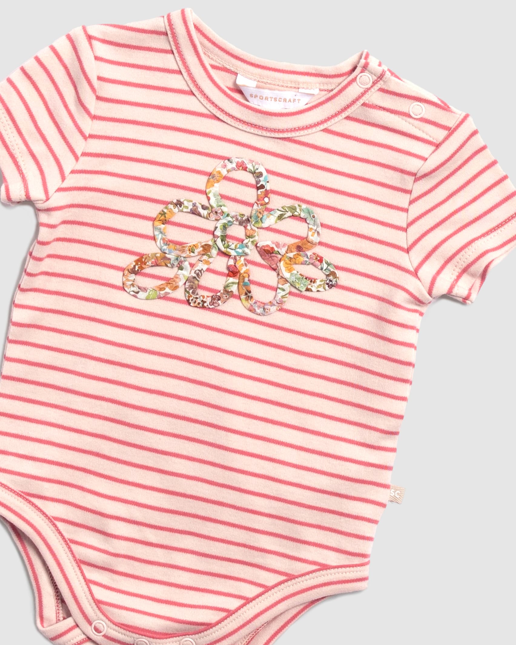 Cleo Cotton Short Sleeve Baby Bodysuit in PINK MULTI