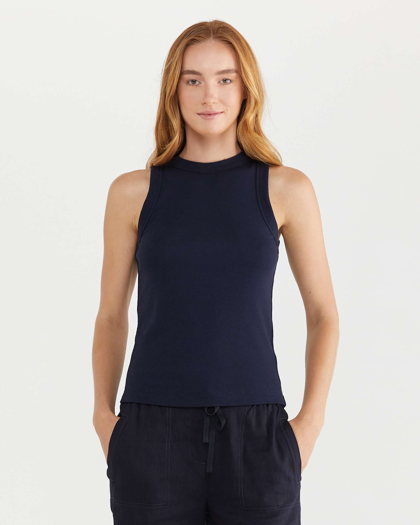 Hayley Ribbed Tank in NAVY