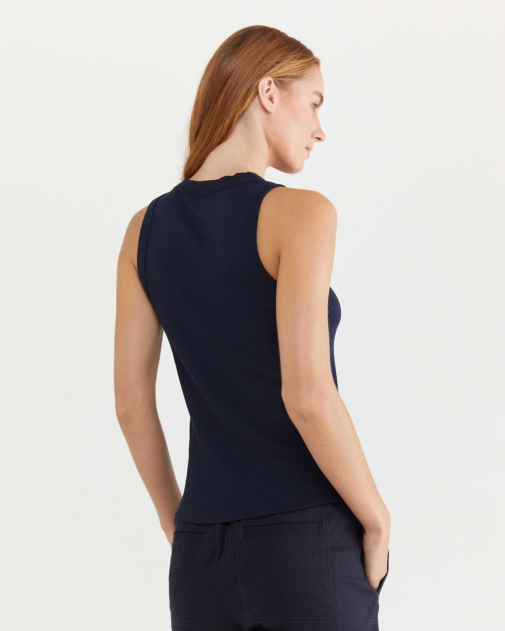 Hayley Ribbed Tank in NAVY