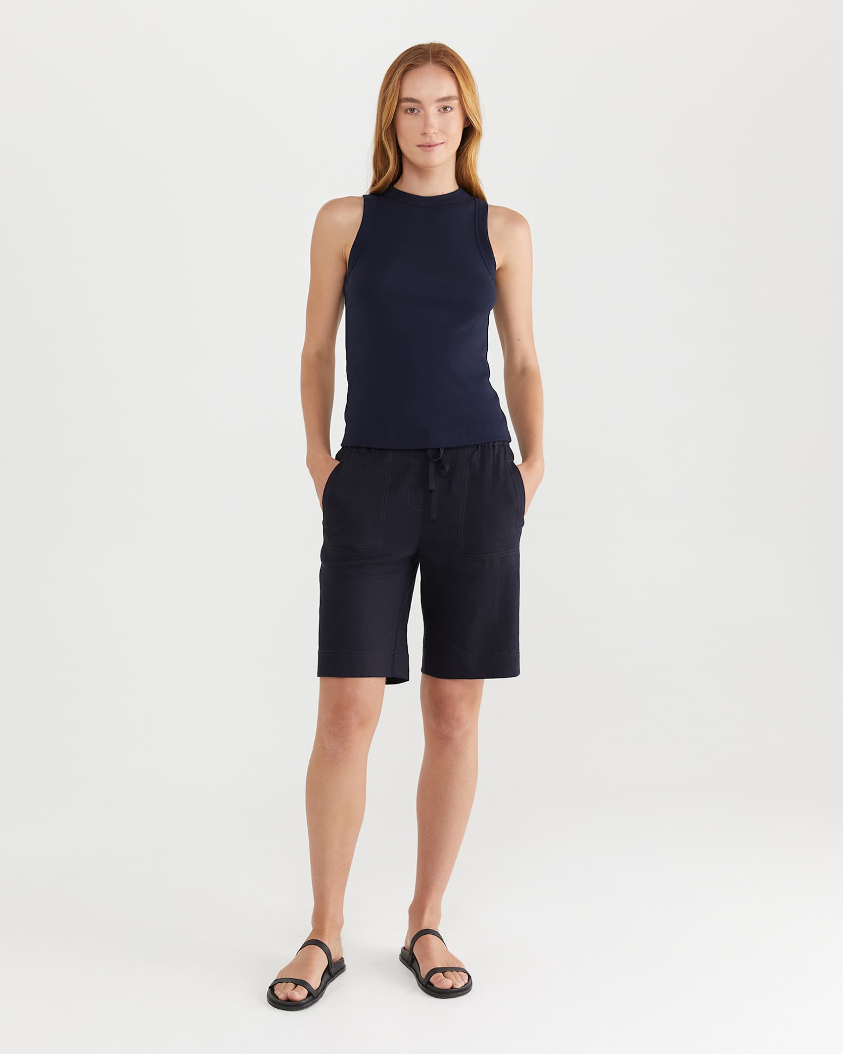 Hayley Ribbed Tank in NAVY