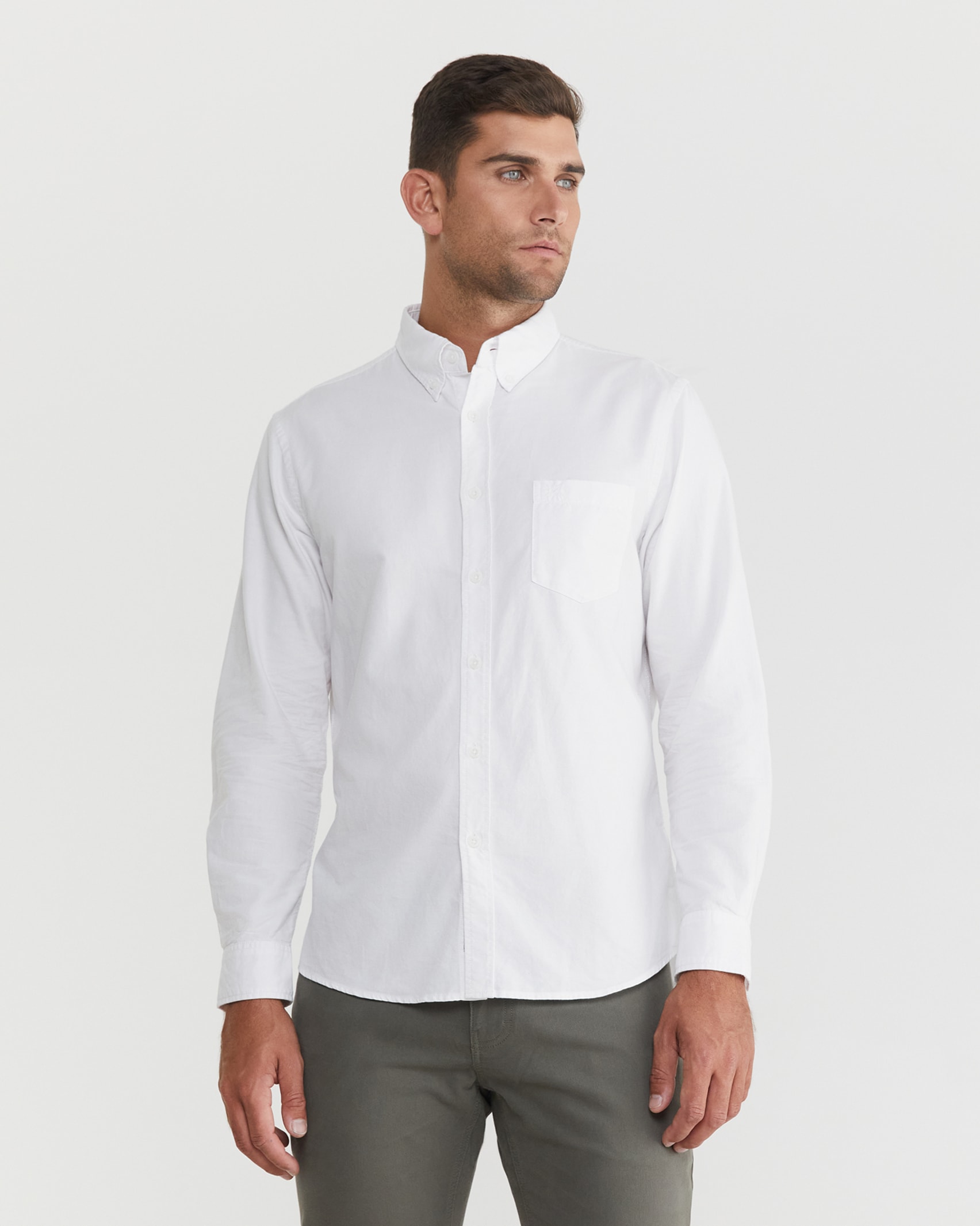 Oxford Long Sleeve Shirt in WHITE