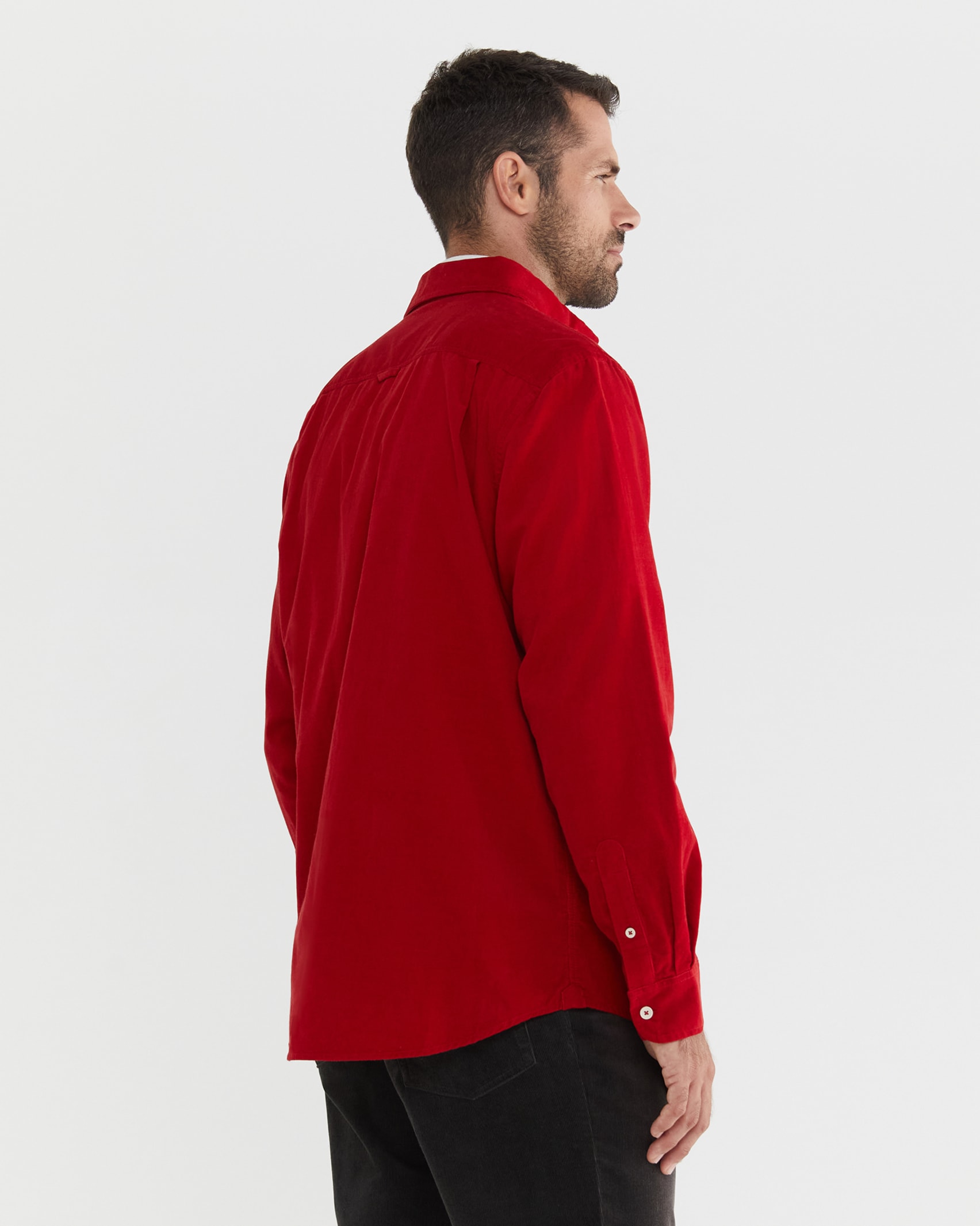 Griffiths Cord Regular Shirt in CRIMSON