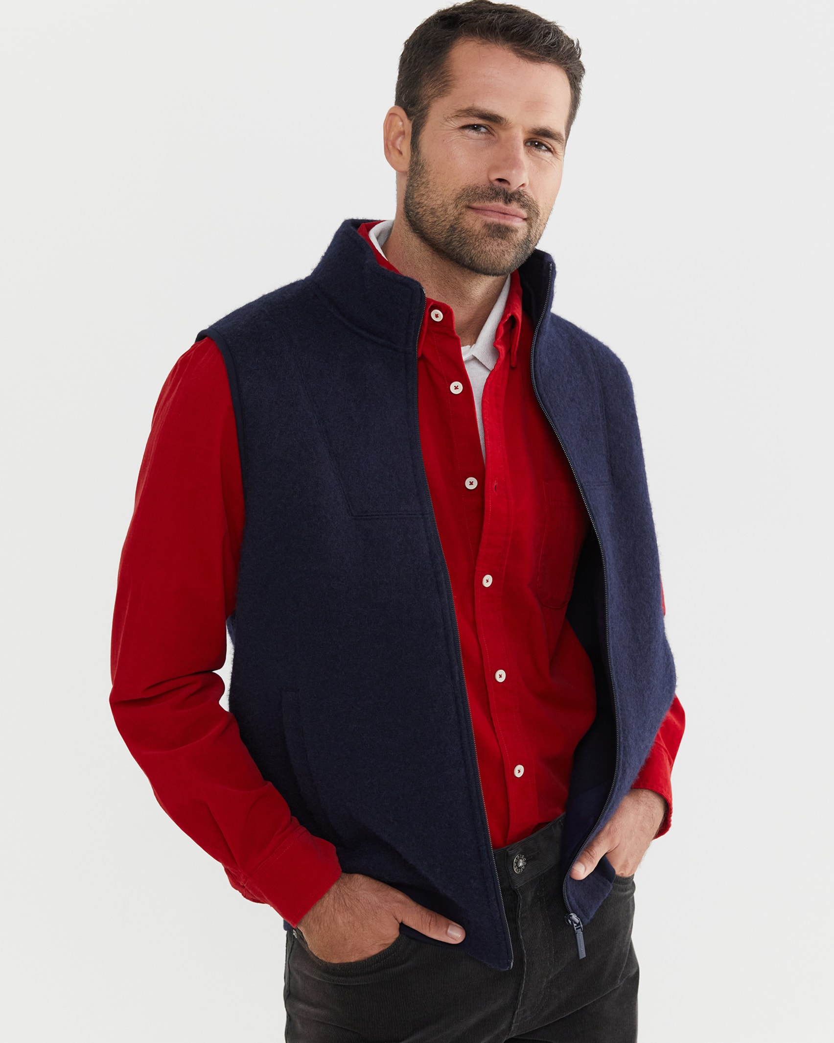 Griffiths Cord Regular Shirt in CRIMSON