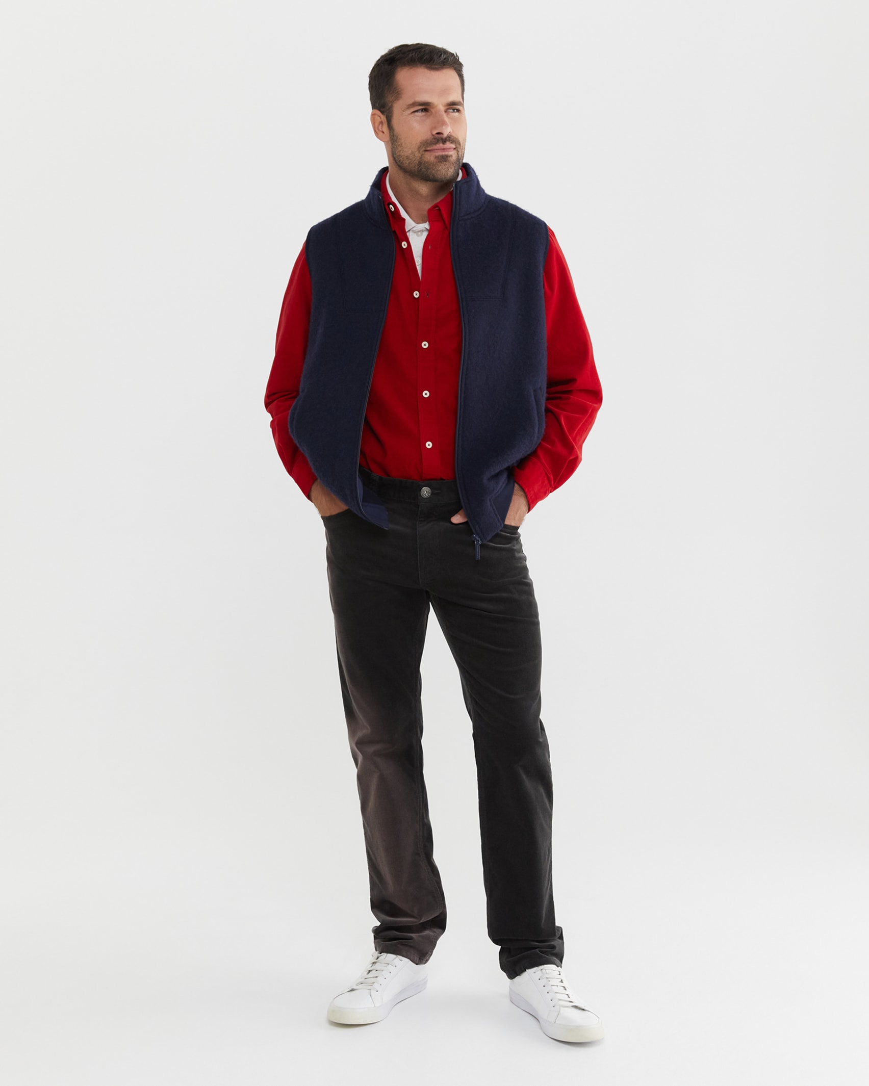 Griffiths Cord Regular Shirt in CRIMSON