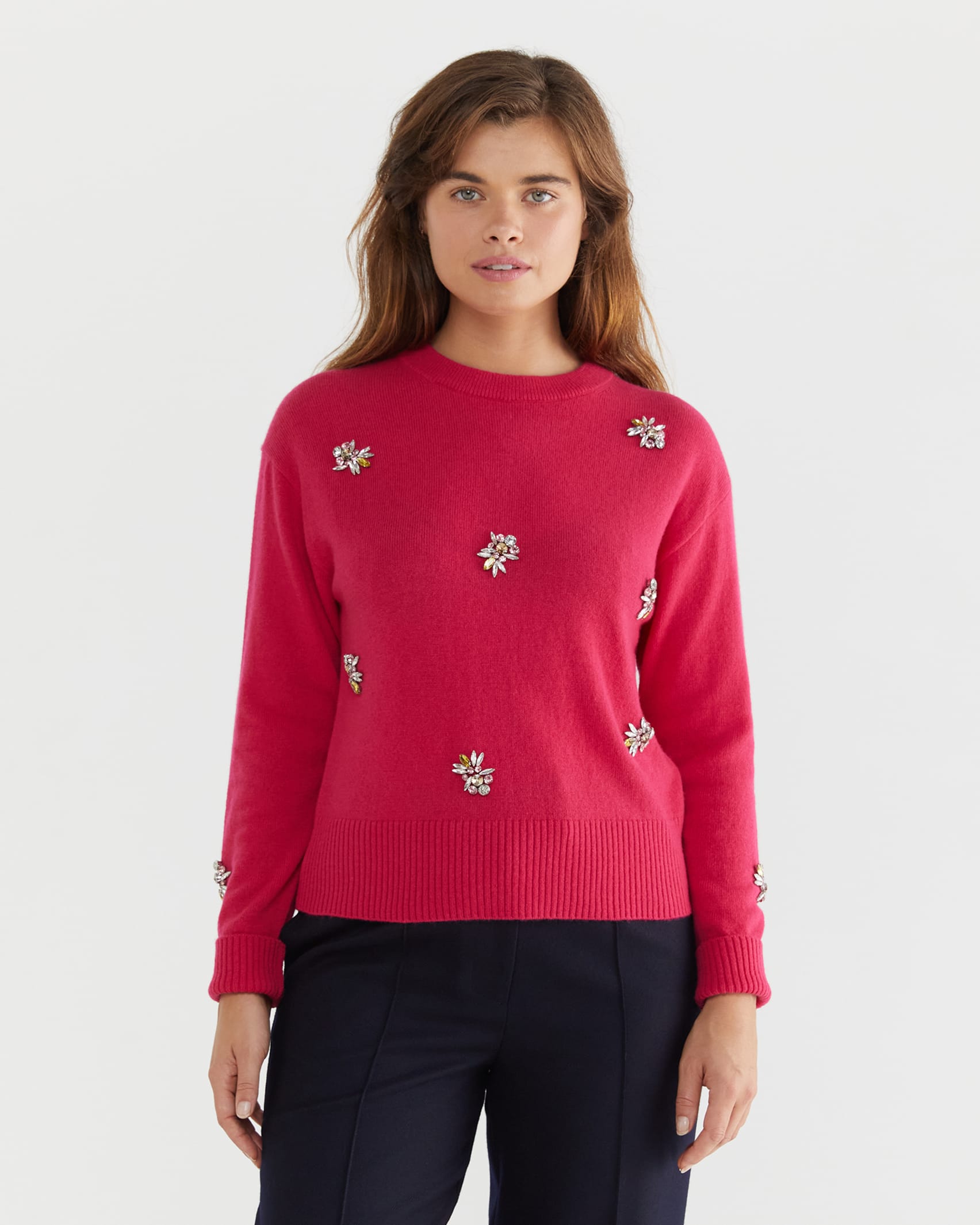 Sunshine Embellished Sweater in BRIGHT PINK