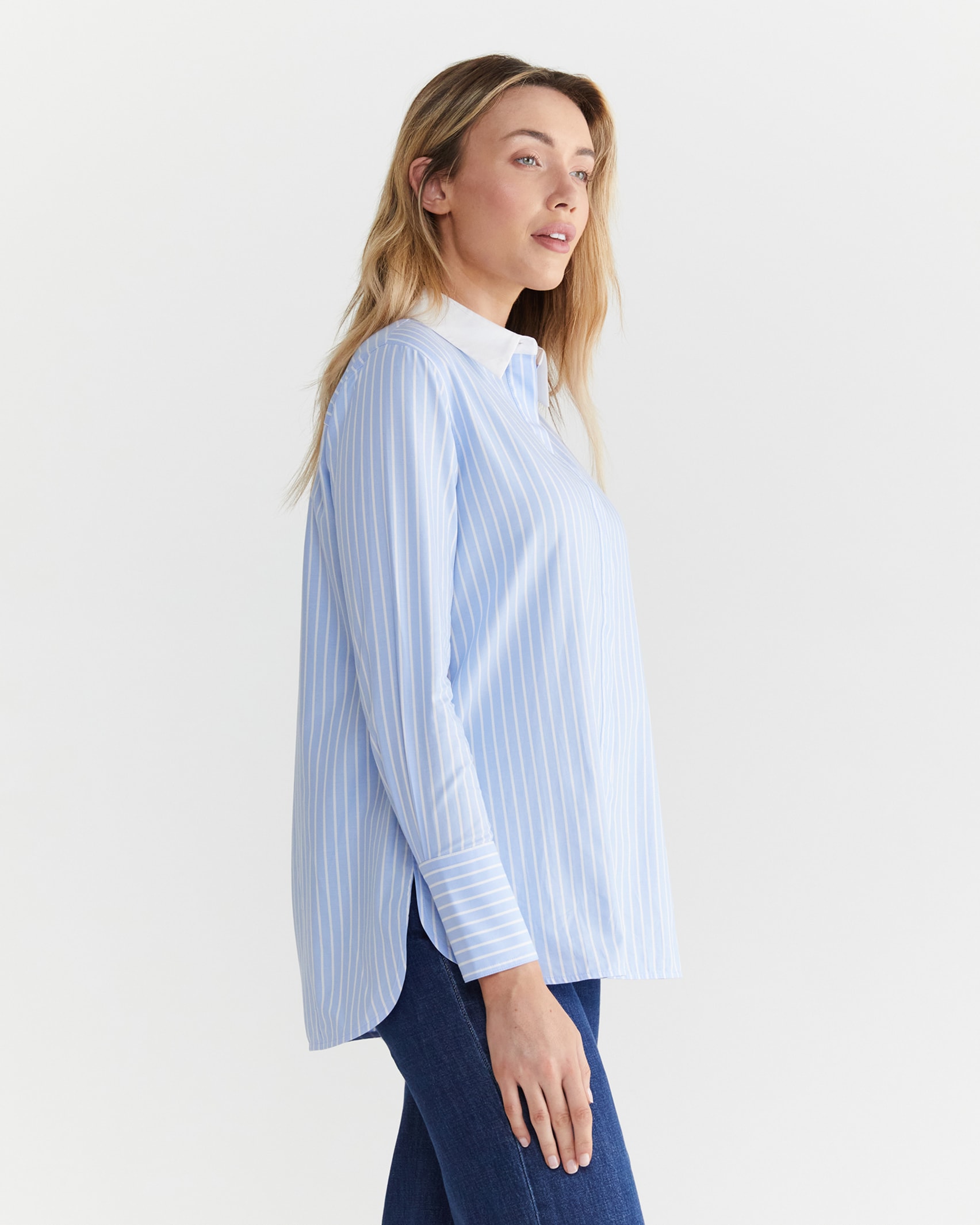 Gina Stripe Shirt in BLUE/WHITE