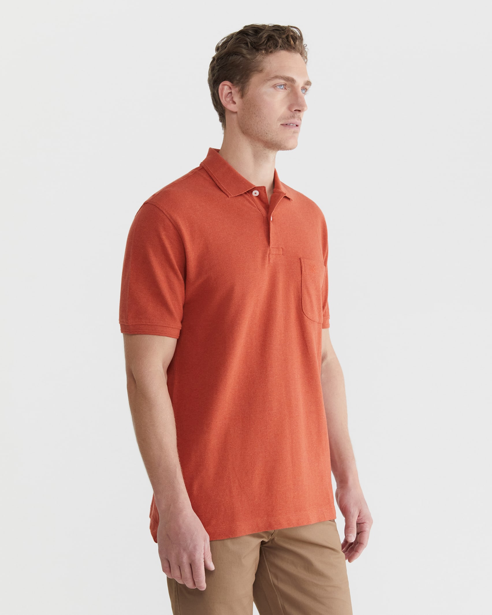 Pique Polo Melange in RED