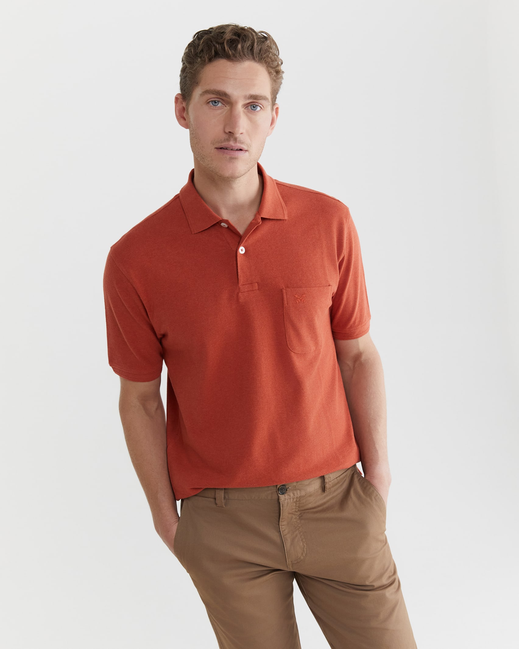 Pique Polo Melange in RED