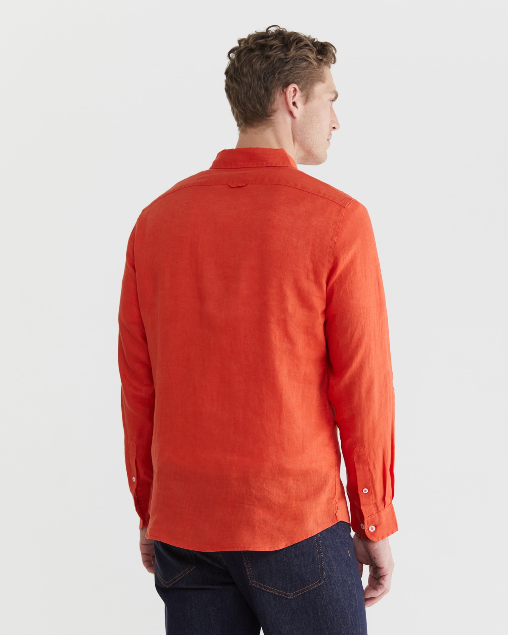 Linen Long Sleeve Shirt in RED