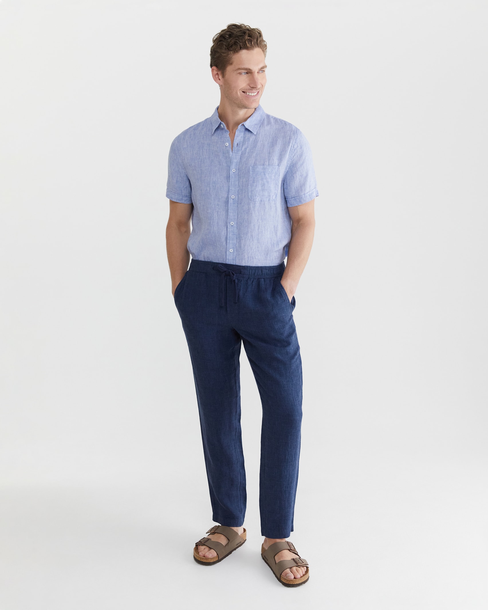 Caffery Linen Pant in AIRFORCE BLUE