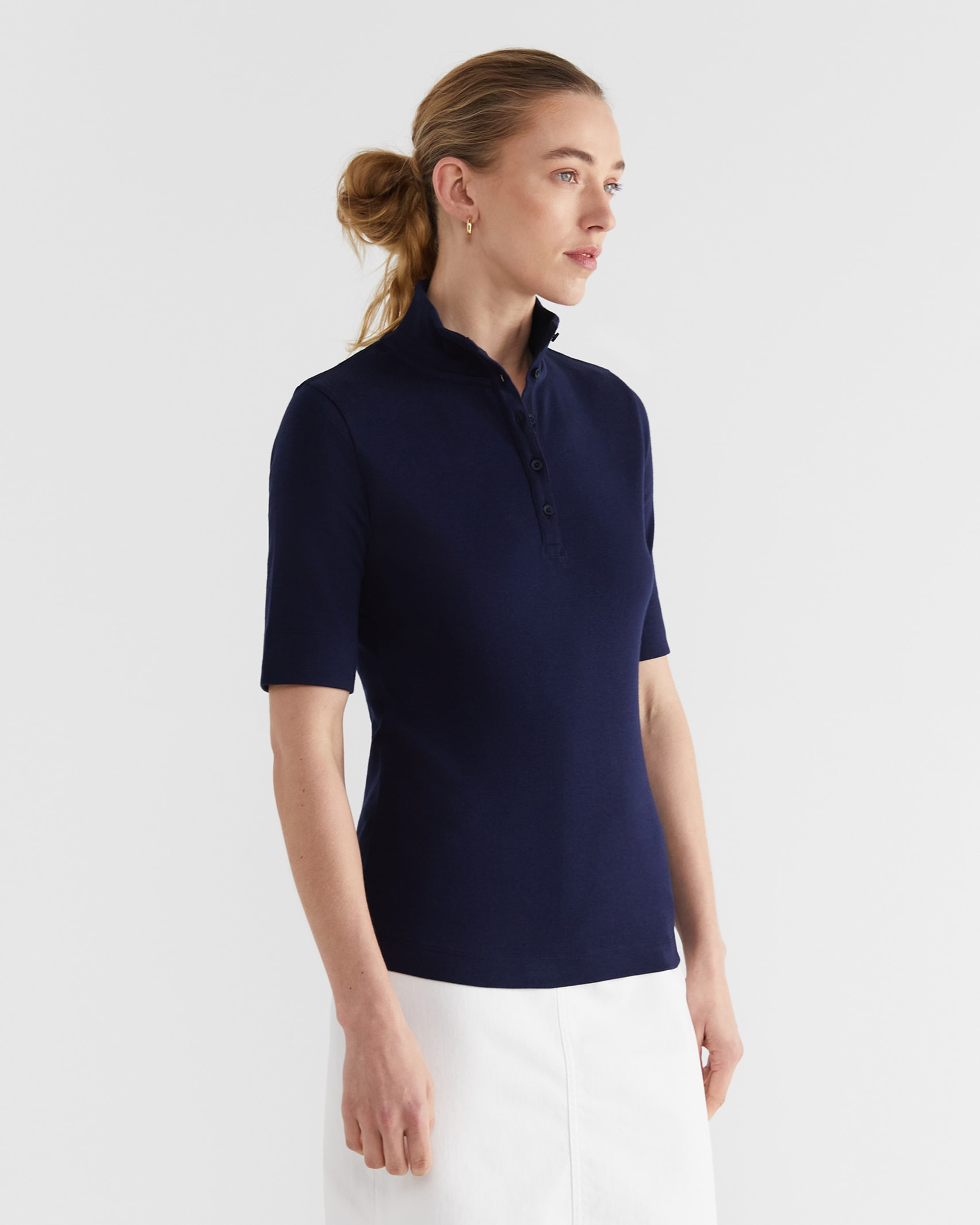 Lucy Funnel Neck Top in NAVY