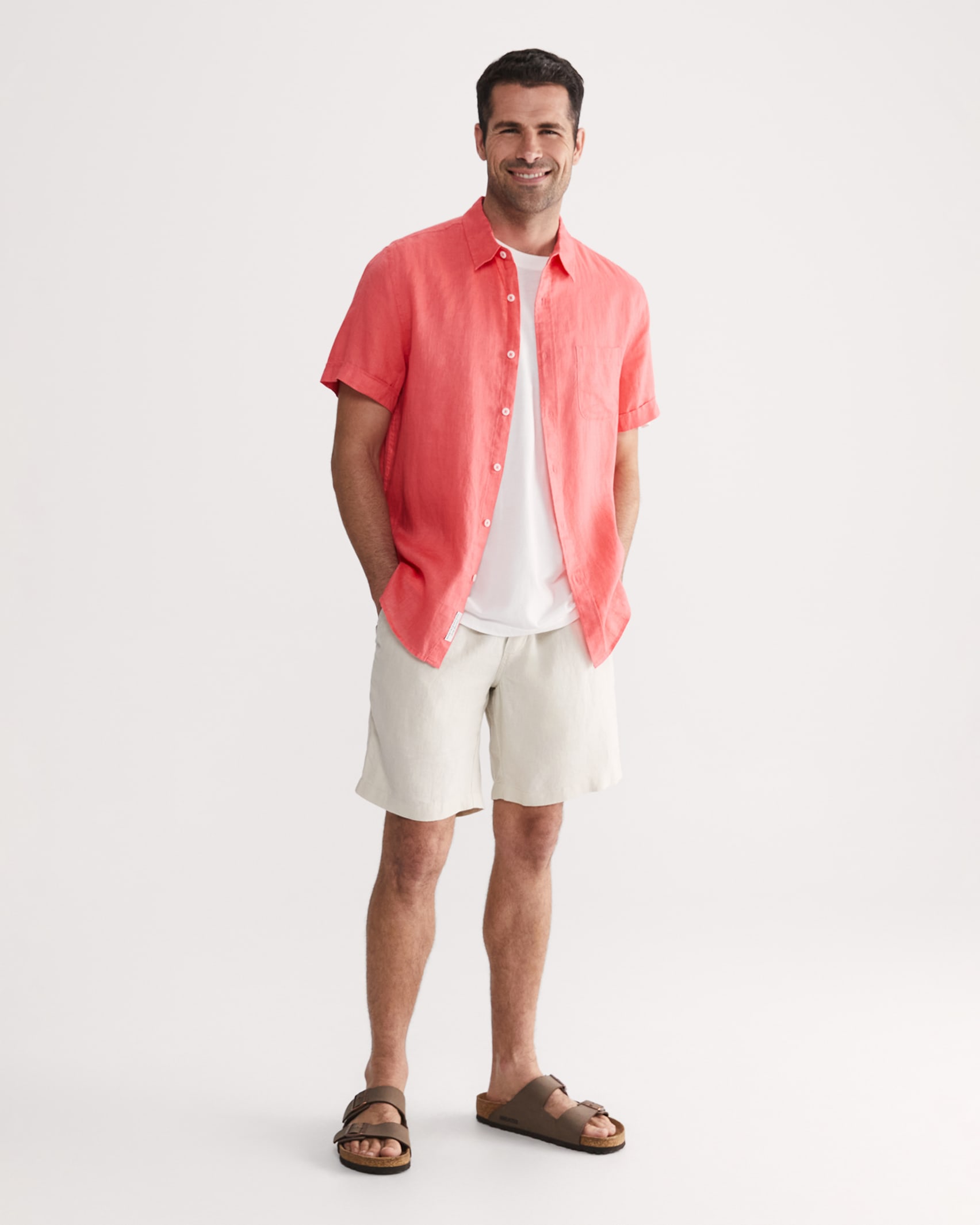 Linen Short Sleeve Shirt in GRAPEFRUIT