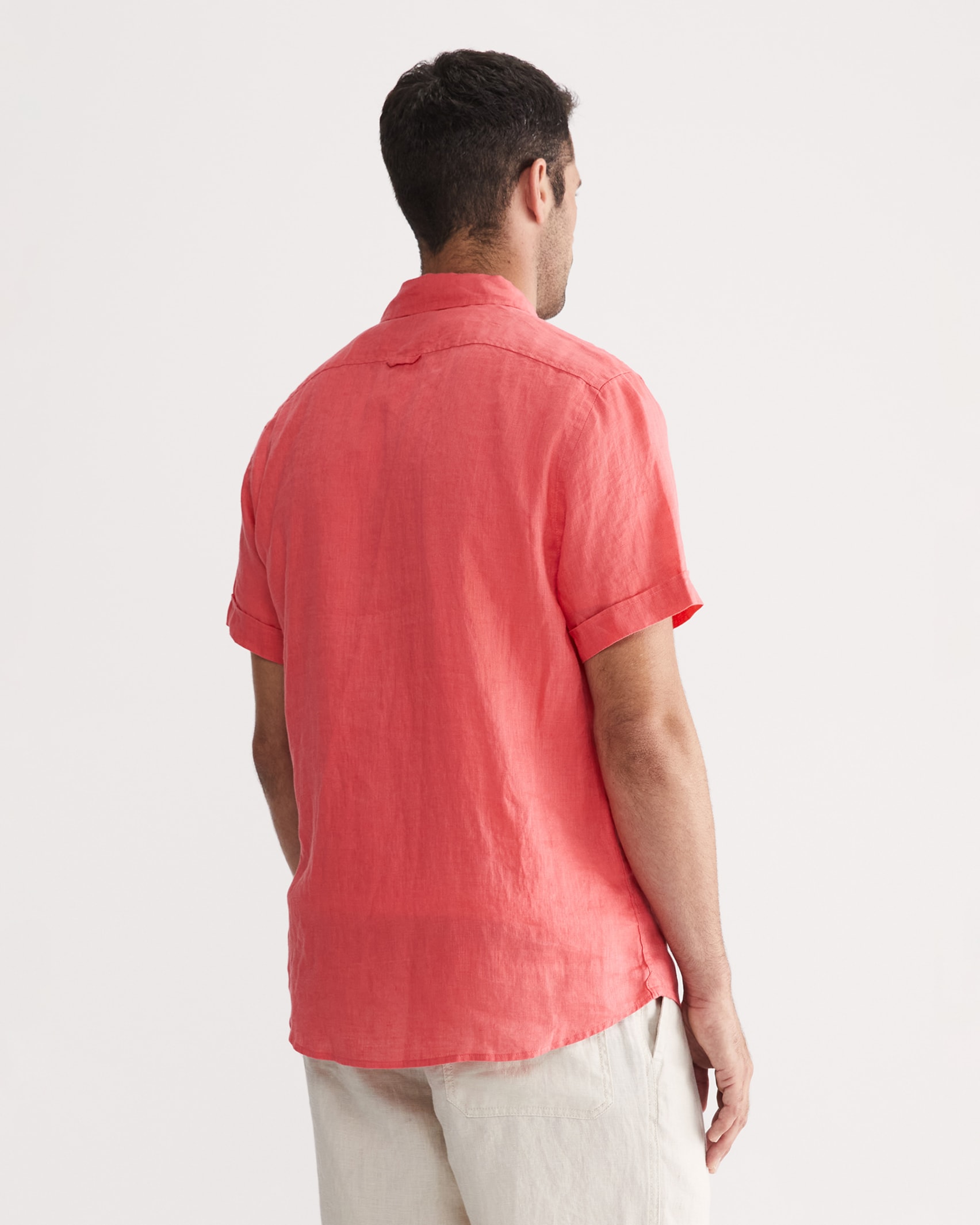 Linen Short Sleeve Shirt in GRAPEFRUIT