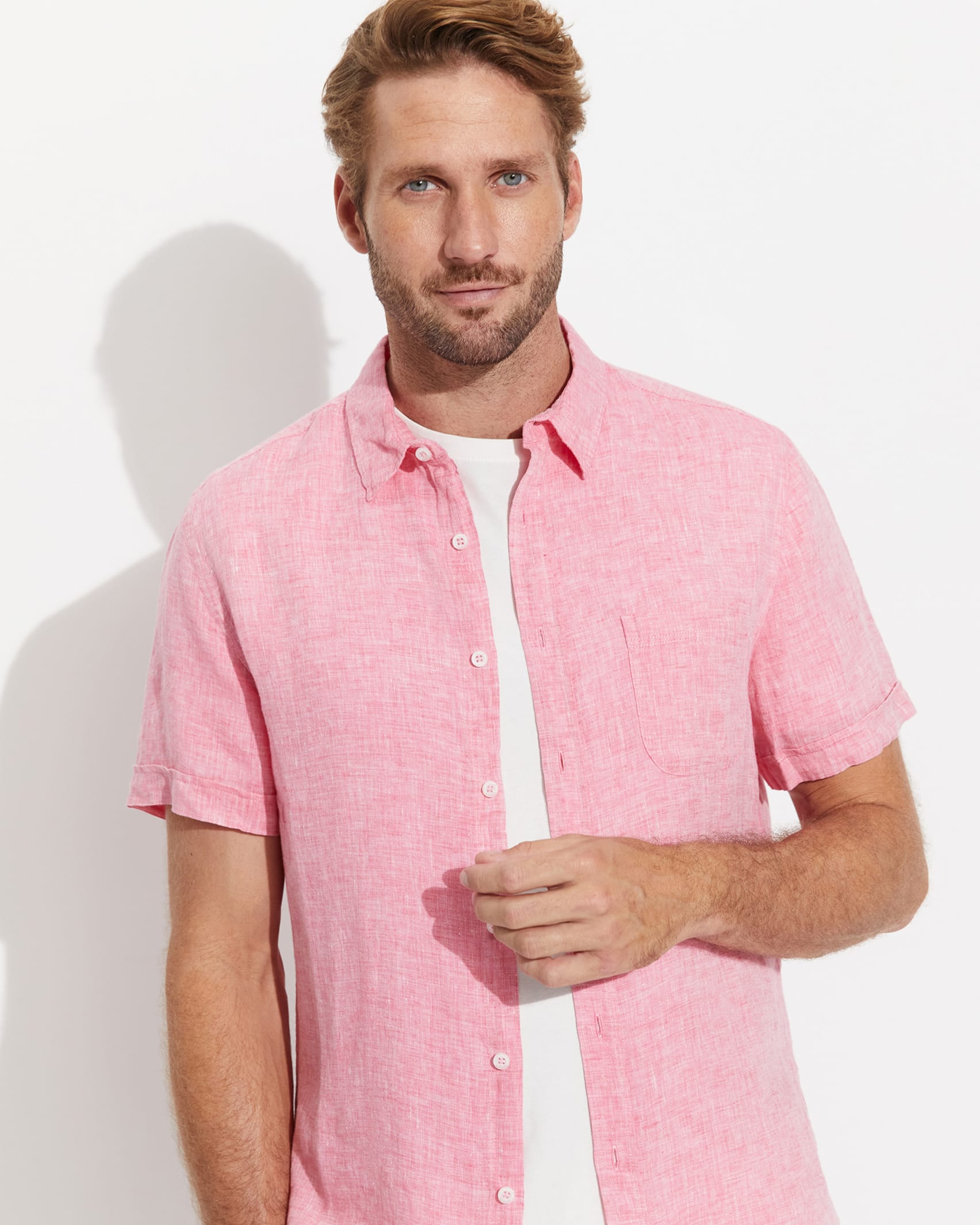 Yarn Dyed Linen Short Sleeve Shirt | Sportscraft