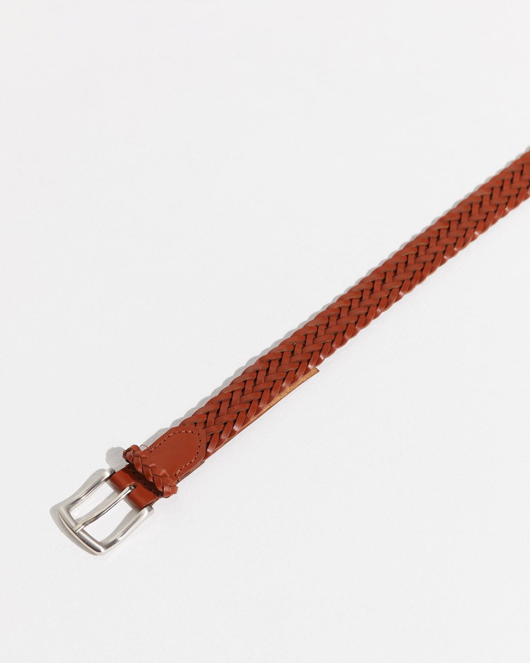 Apollo Woven Leather Belt in TAN