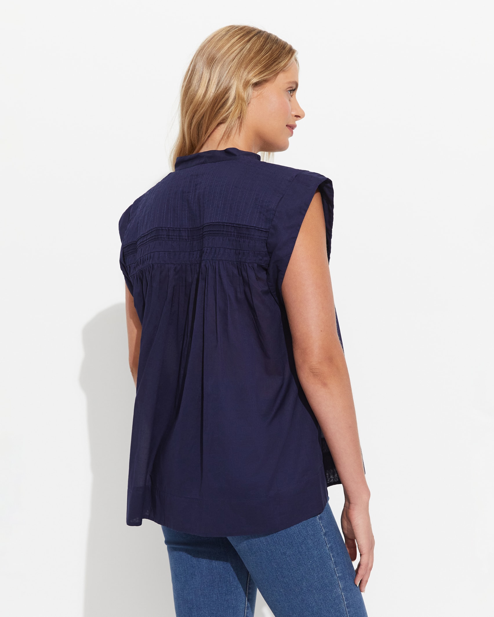 Renata Ruched Blouse in NAVY