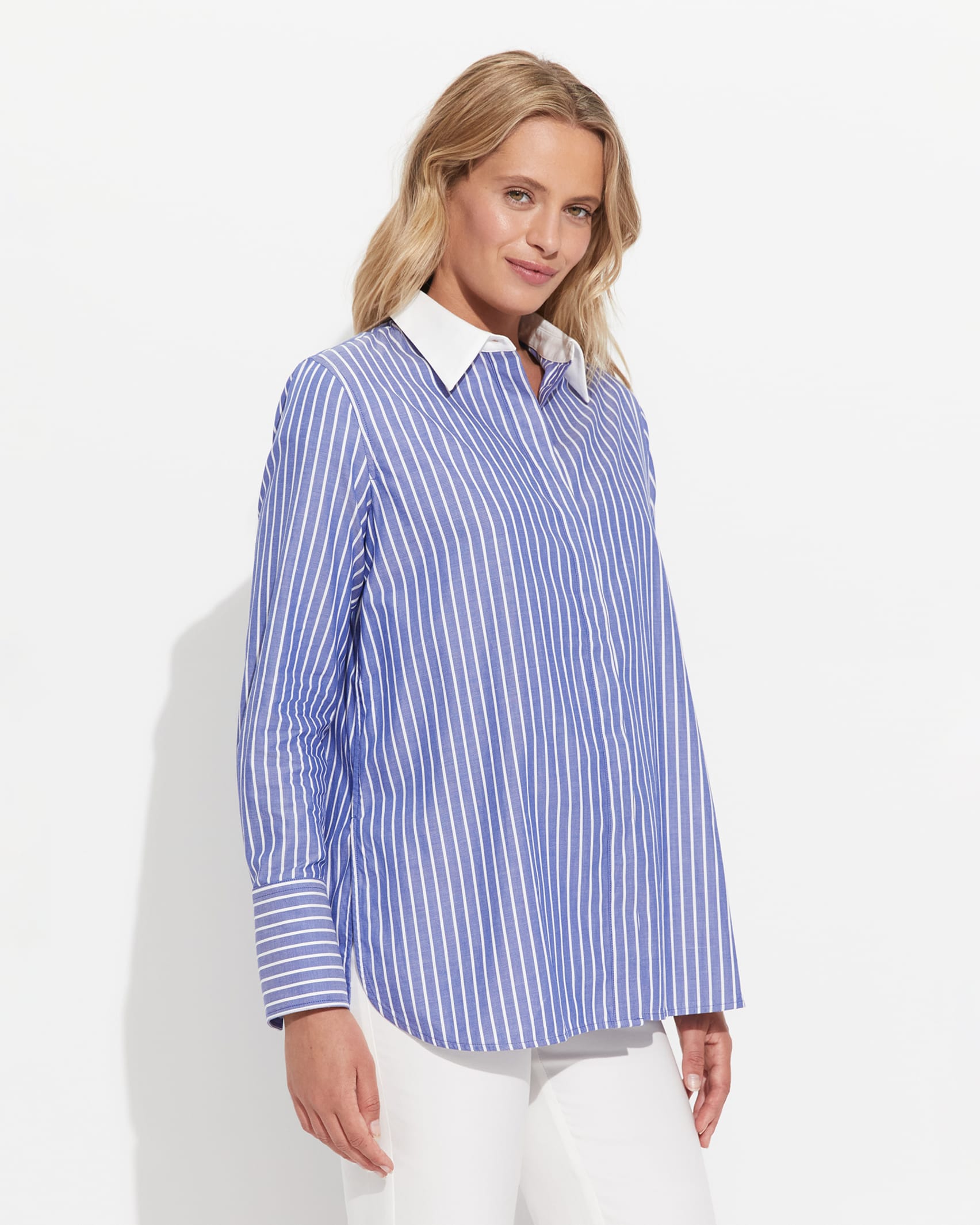 Gina Stripe Shirt in NAVY/WHITE