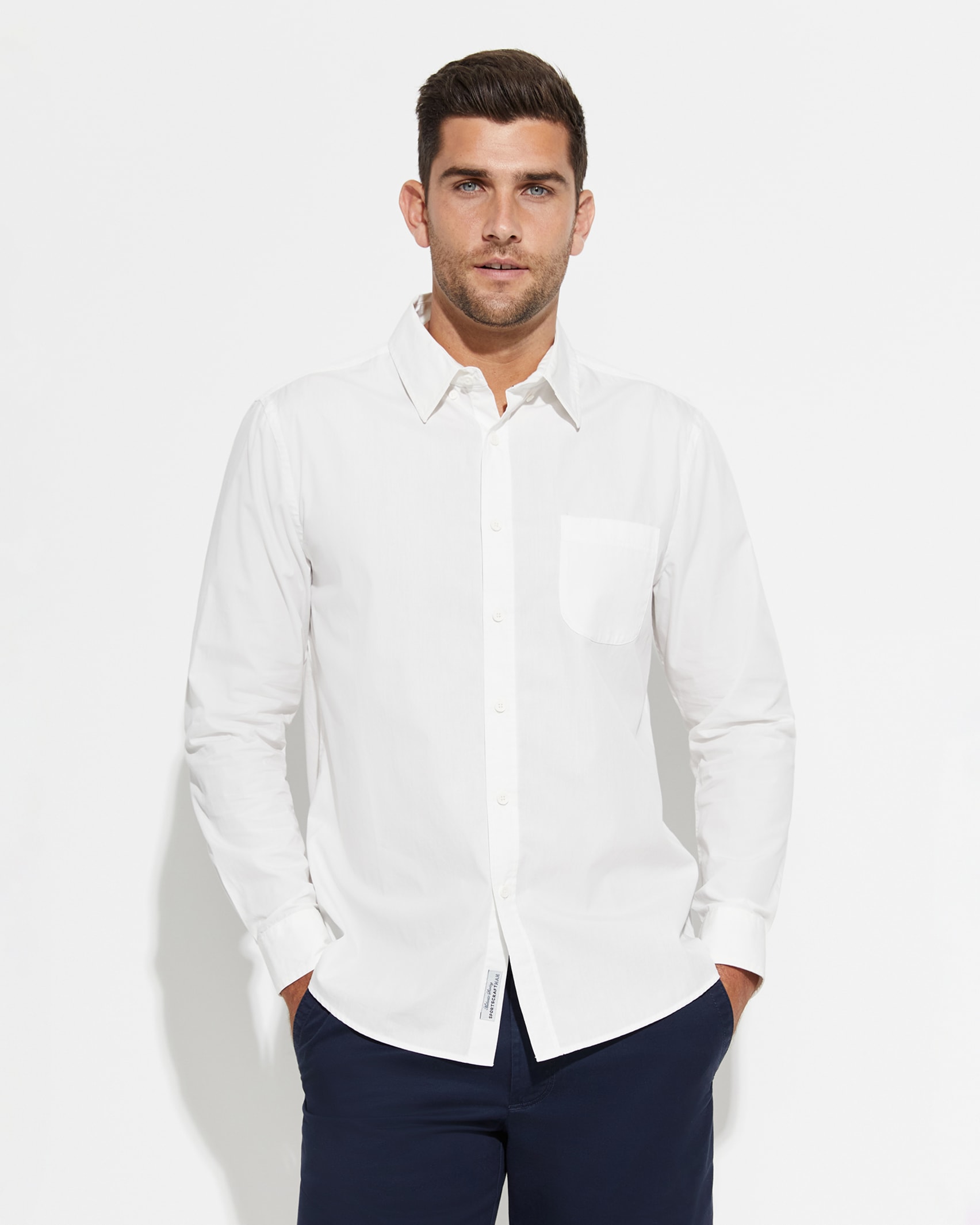 Long Sleeve  Luke Shirt in WHITE