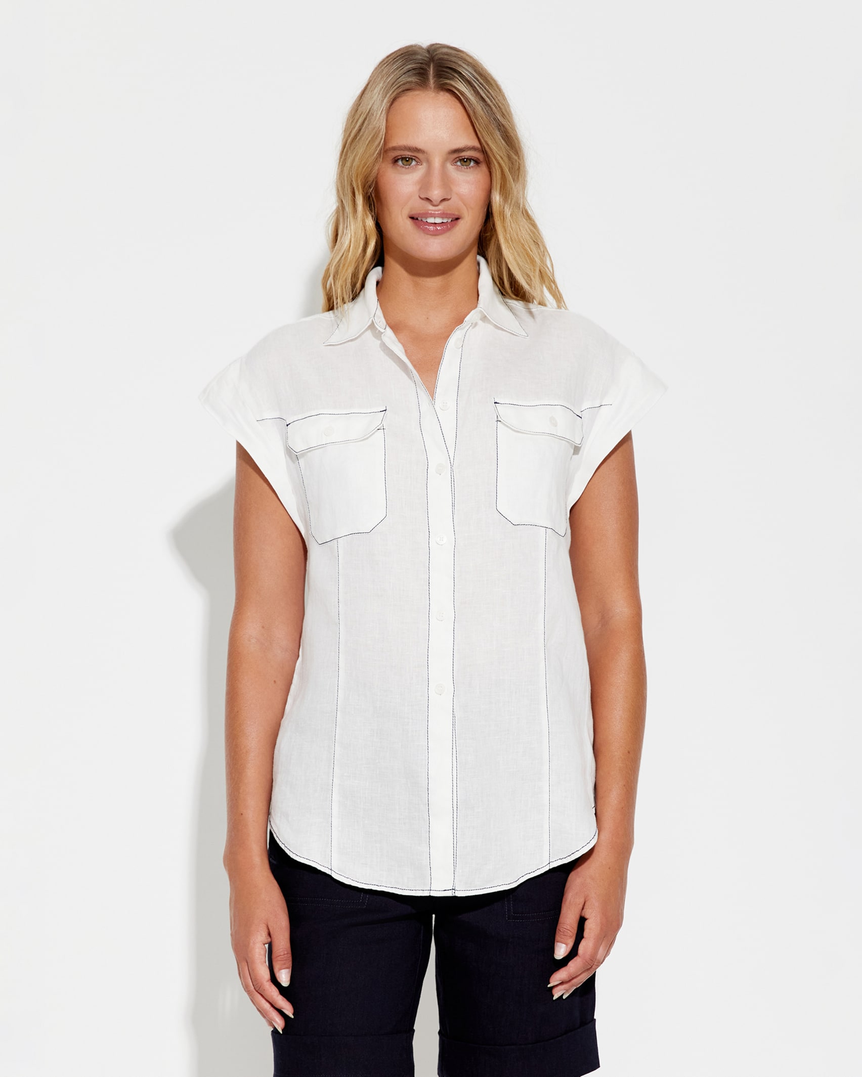 Deidre Linen Shirt in WHITE