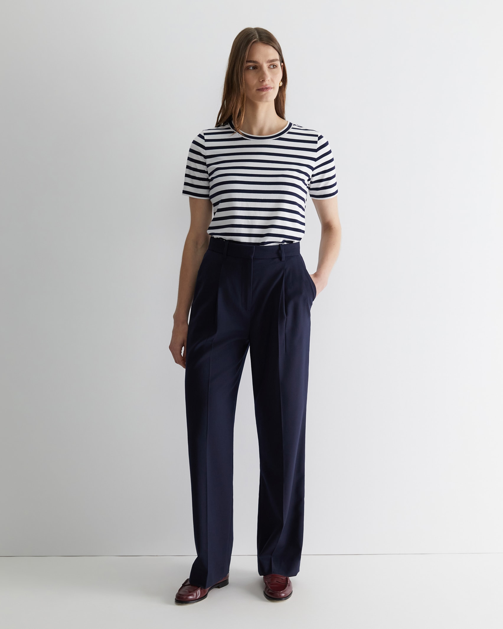 Bianca Pleat Pant in NAVY