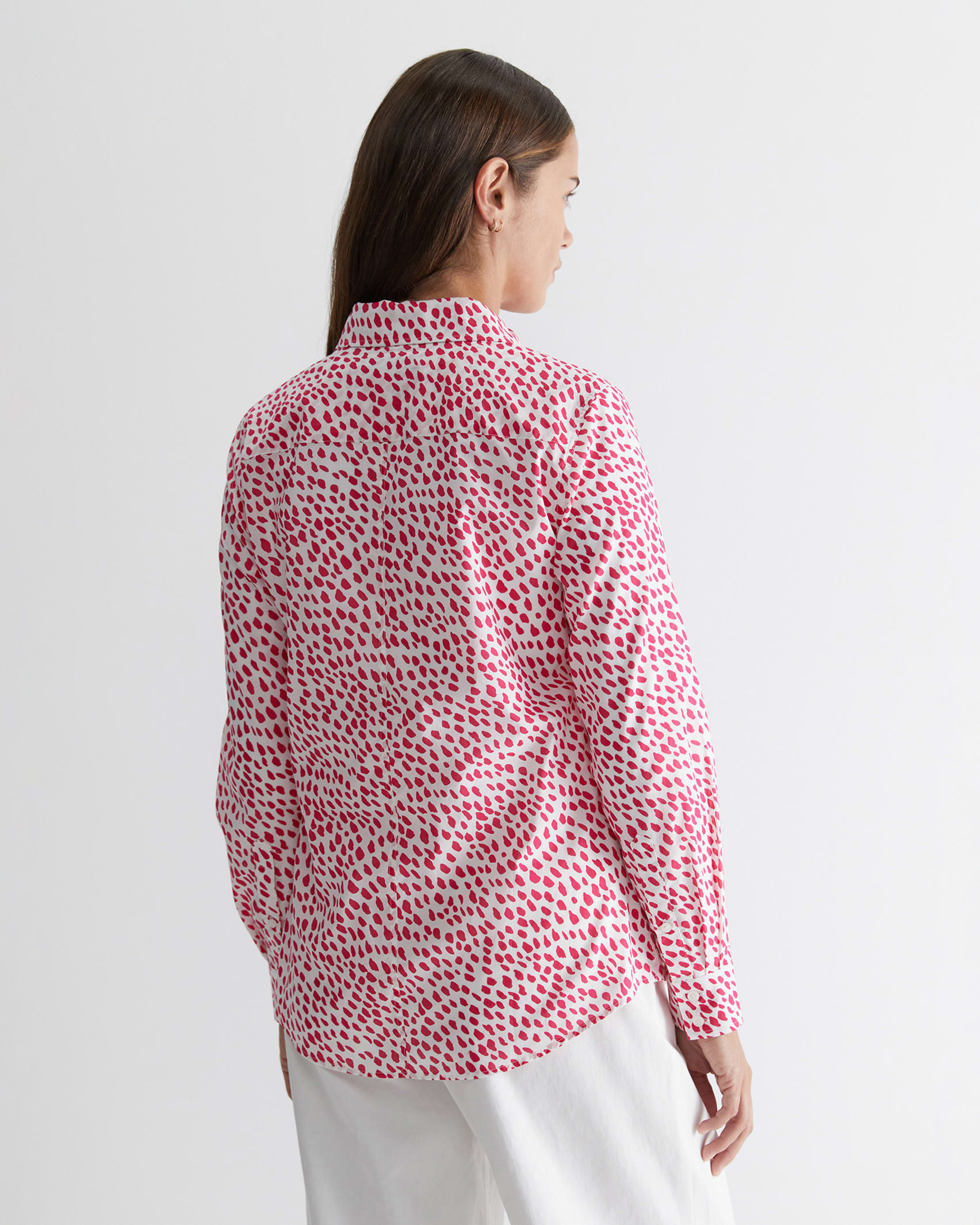 Dashed Lily Voile Shirt in WHITE/PINK