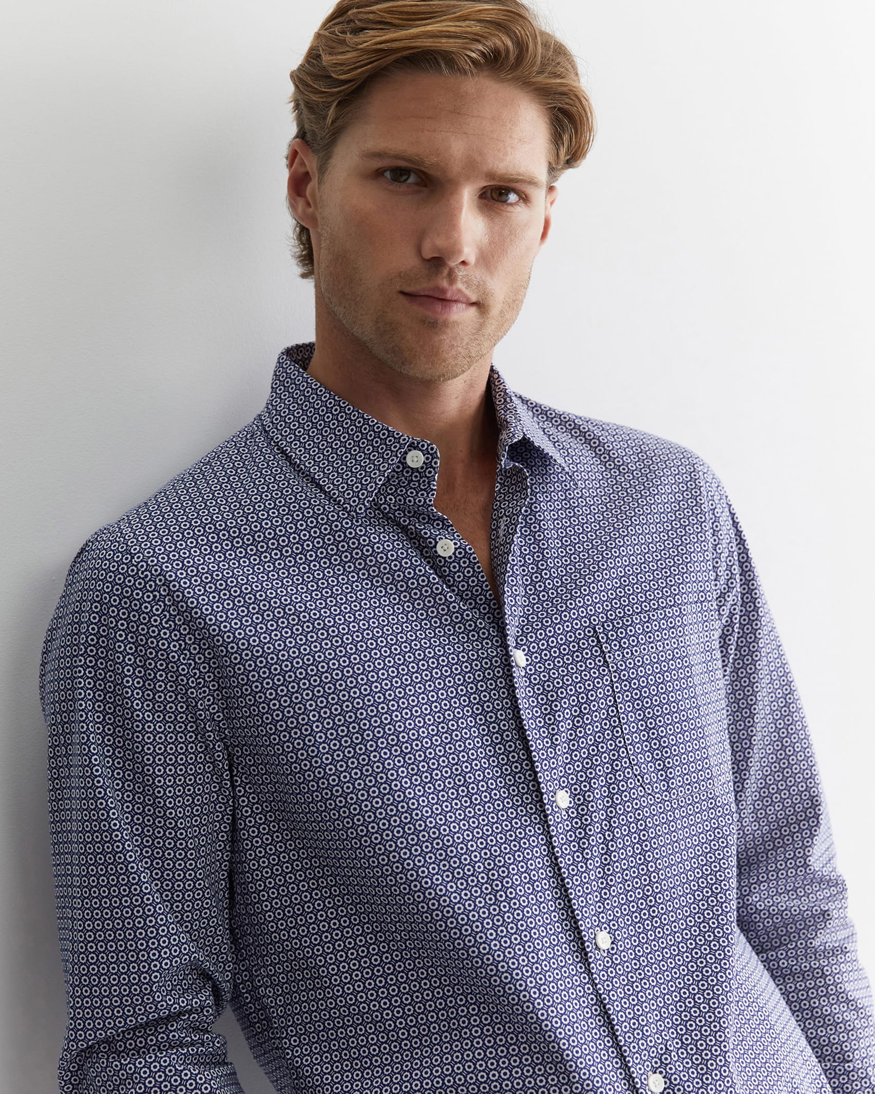 Claremont Print Shirt in BALL POINT BLUE