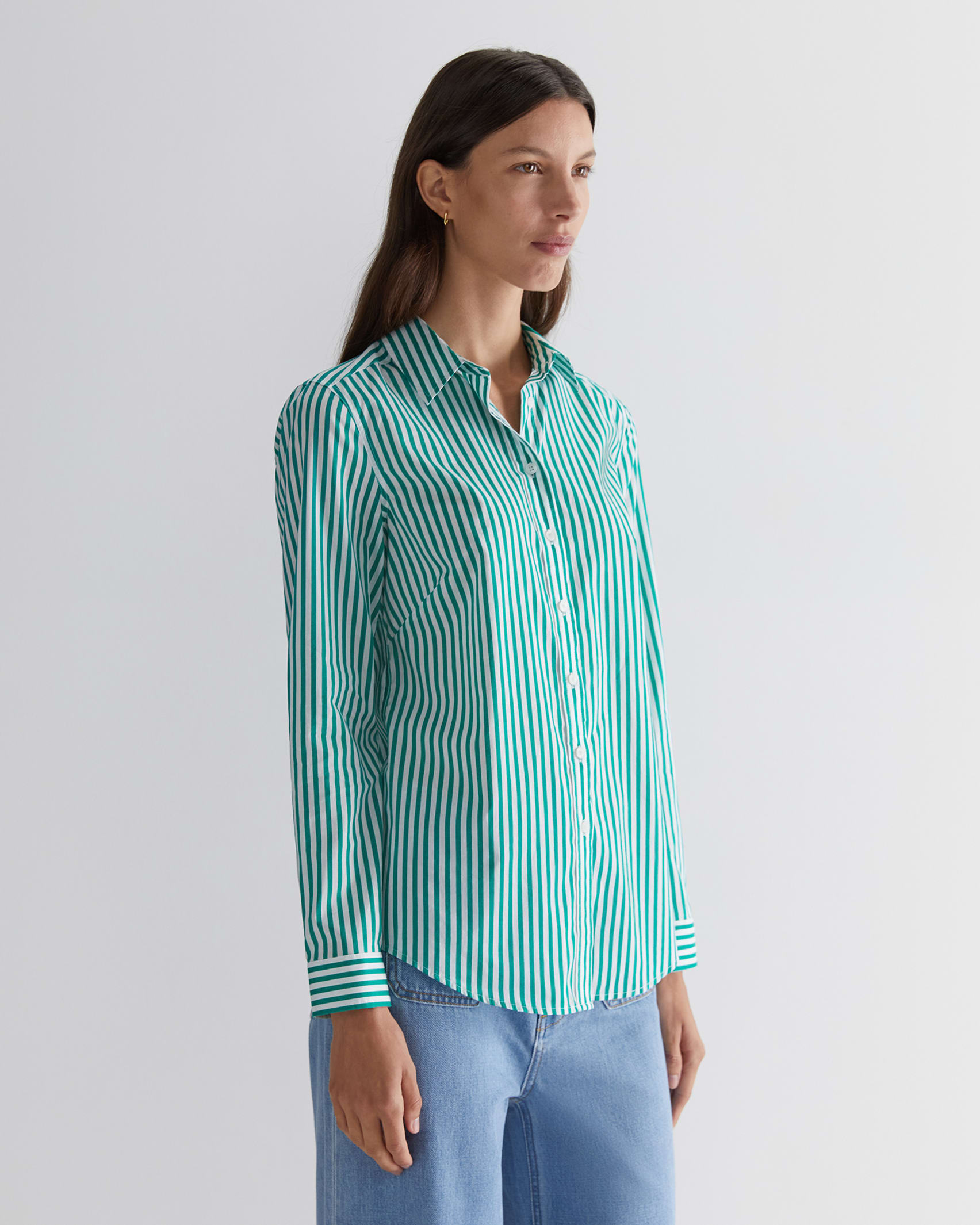 Stripe Lily Voile Shirt in GREEN MULTI