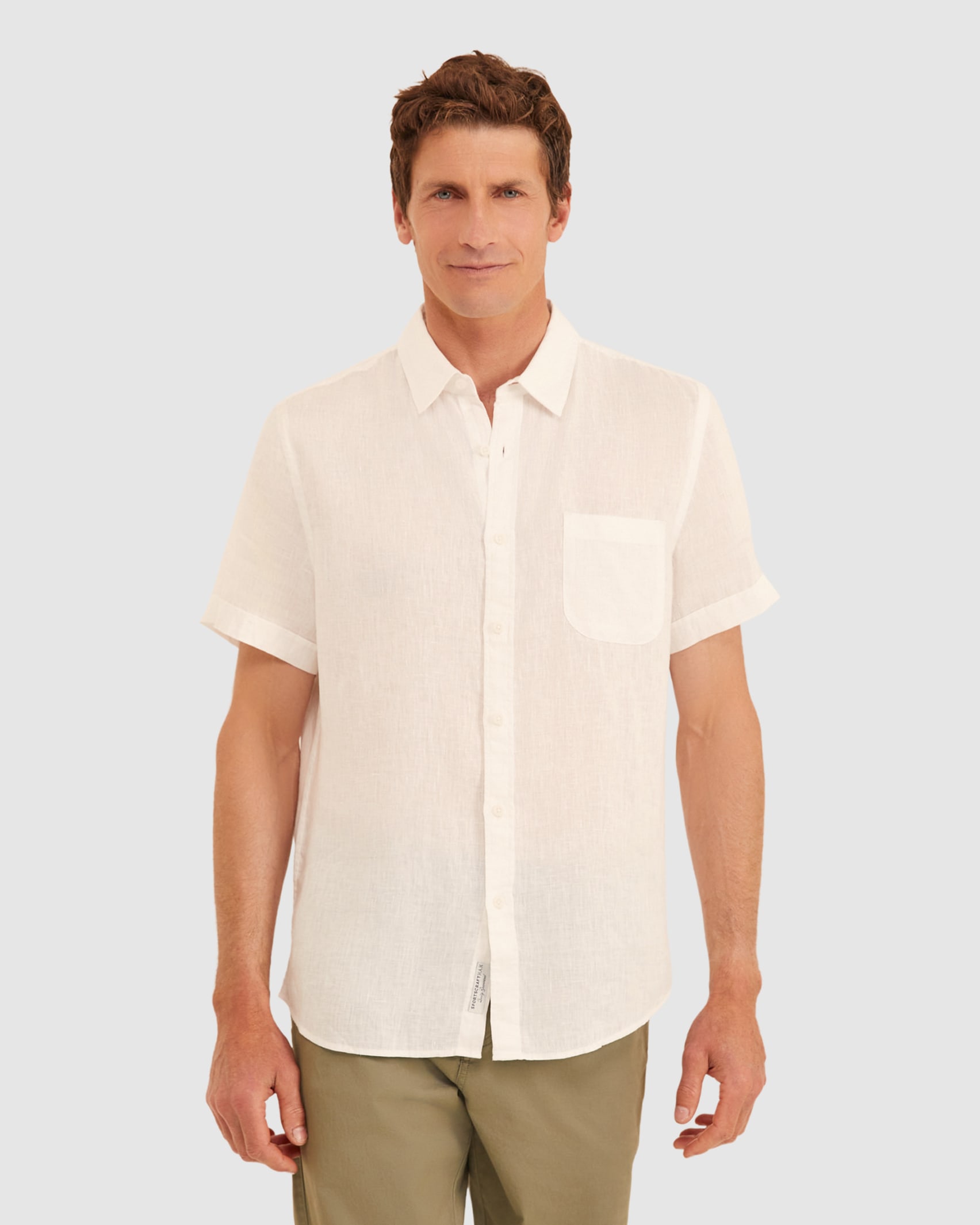 Linen Short Sleeve Shirt in WHITE