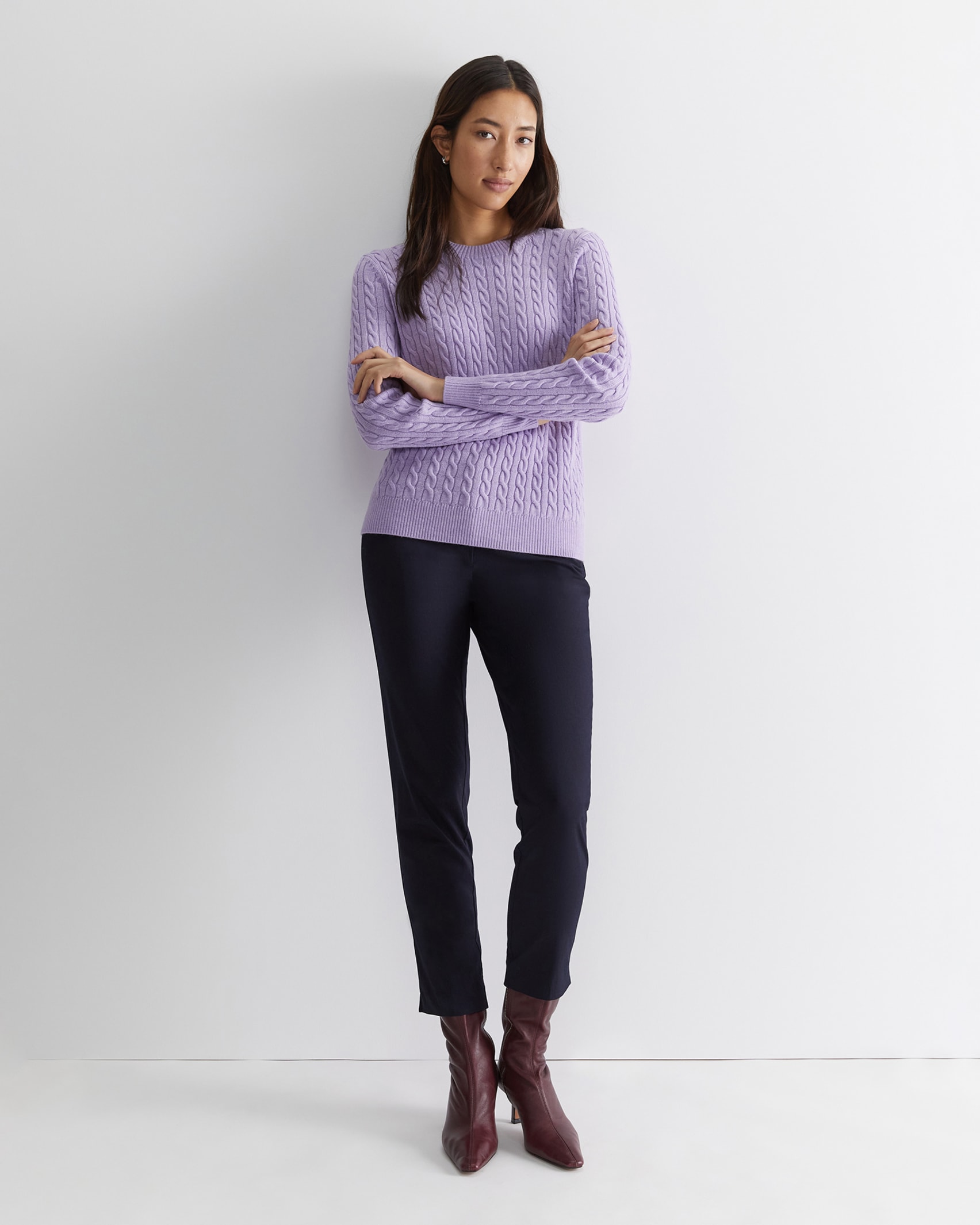 Merino Wool Baby Cable Sweater in Lavender Sportscraft