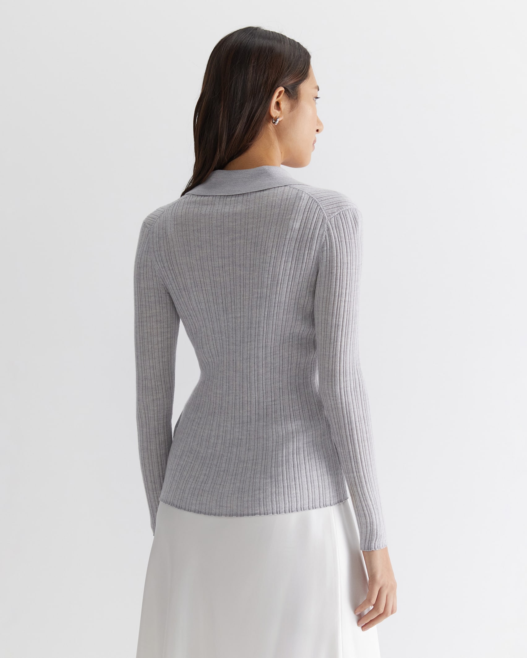 Wool Silk Knit Shirt in GREY MARLE