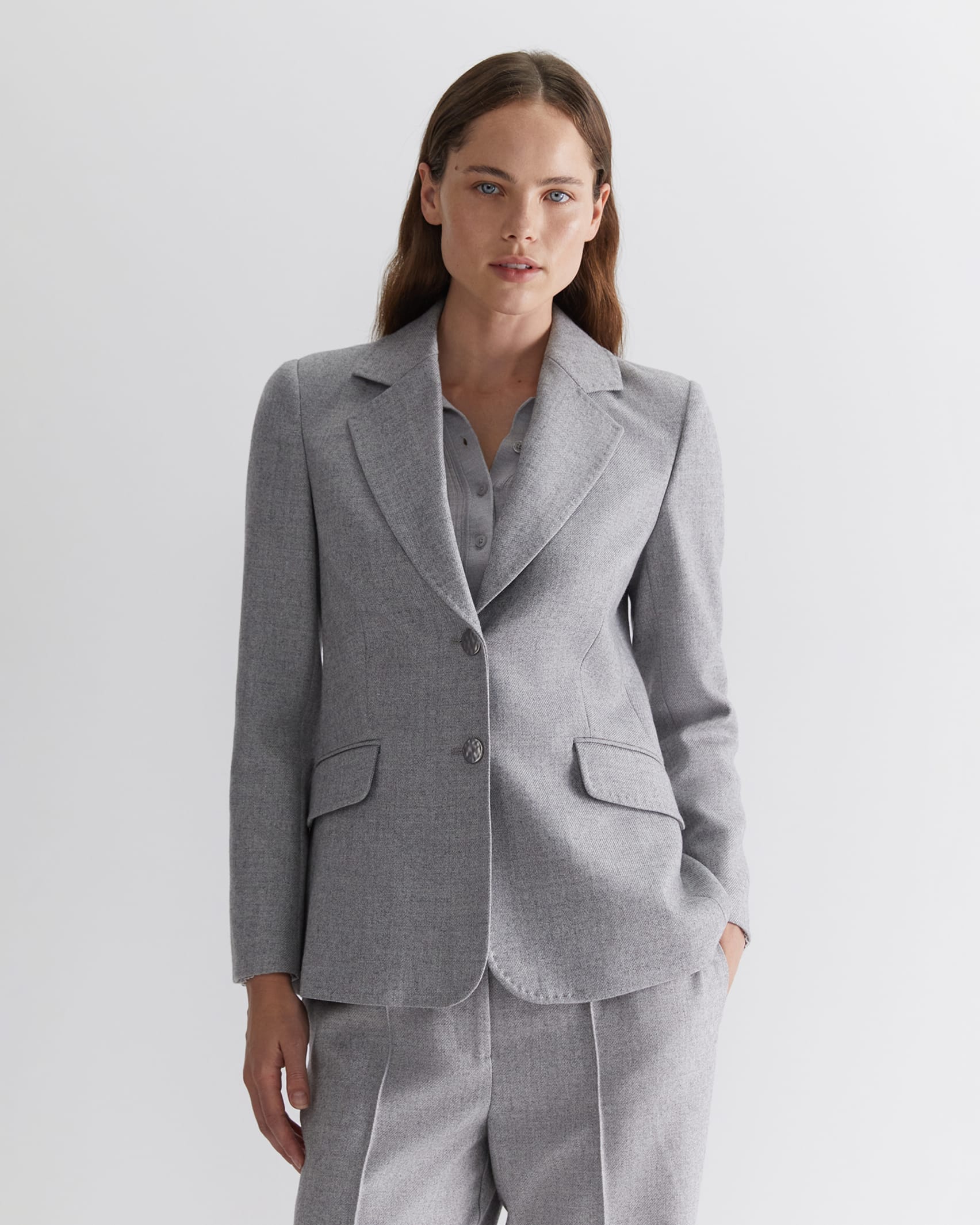 Frankie Twill Blazer in Silver Melange Sportscraft