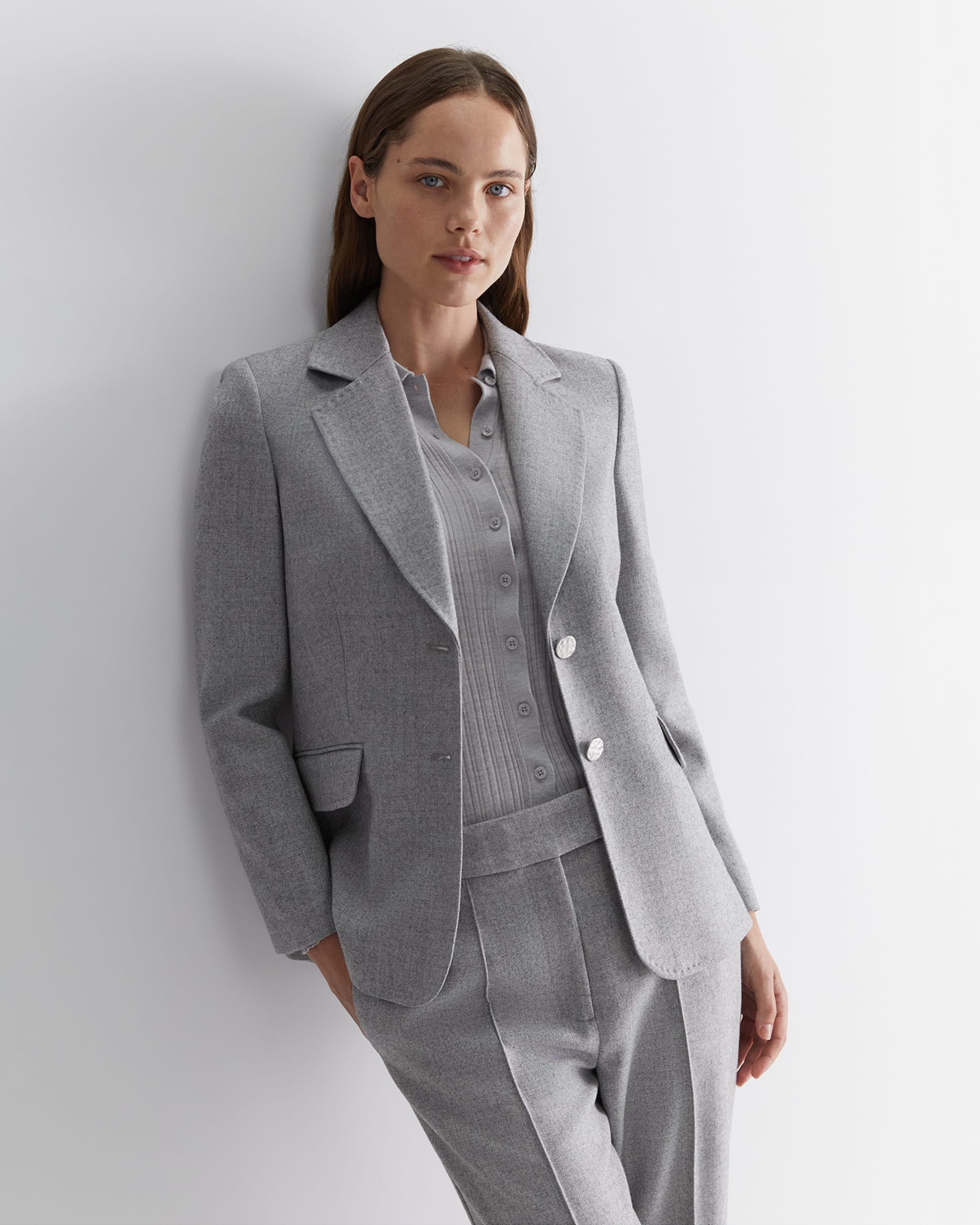 Frankie Twill Blazer in Silver Melange Sportscraft