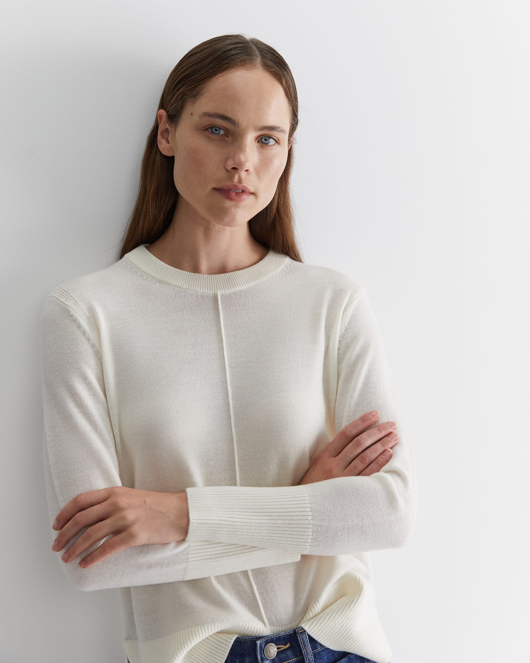 Cass Merino Wool Knit in WINTER WHITE