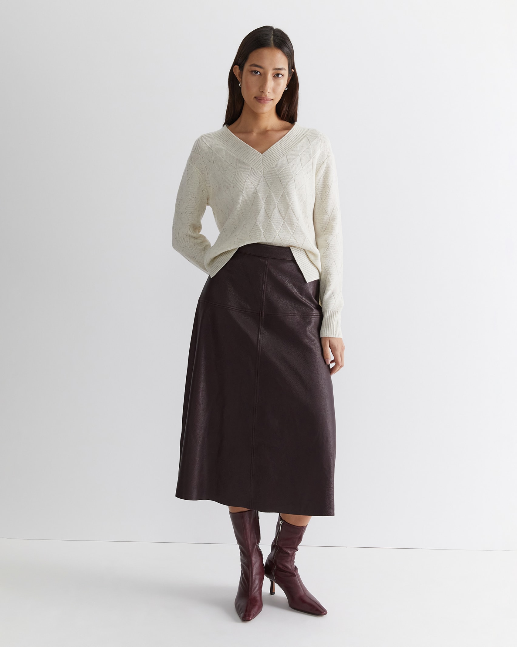 Lillian Leather Skirt in CHOCOLATE