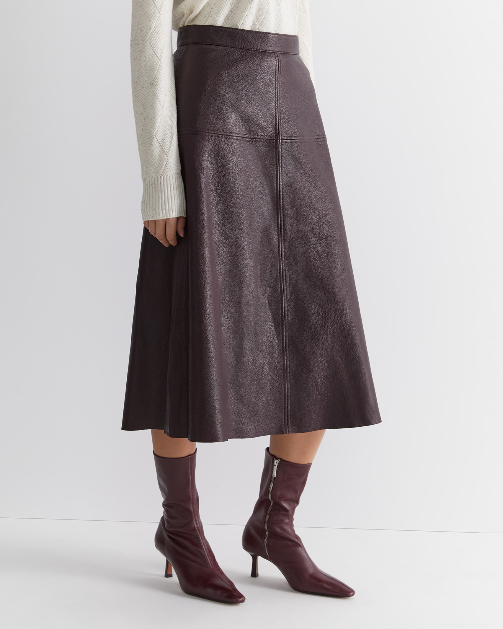 Lillian Leather Skirt in CHOCOLATE