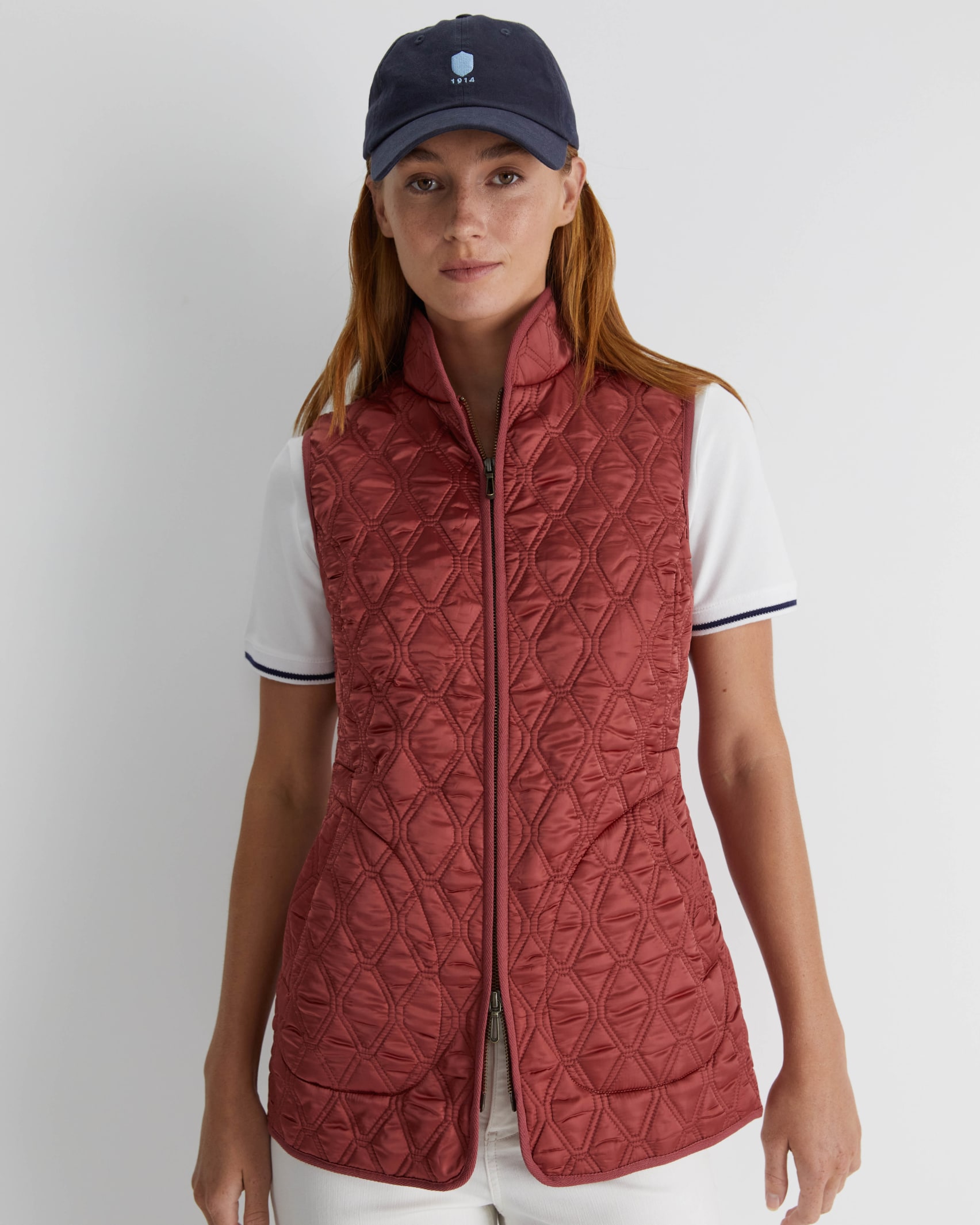 Charlie Quilted Vest in ROSEWOOD