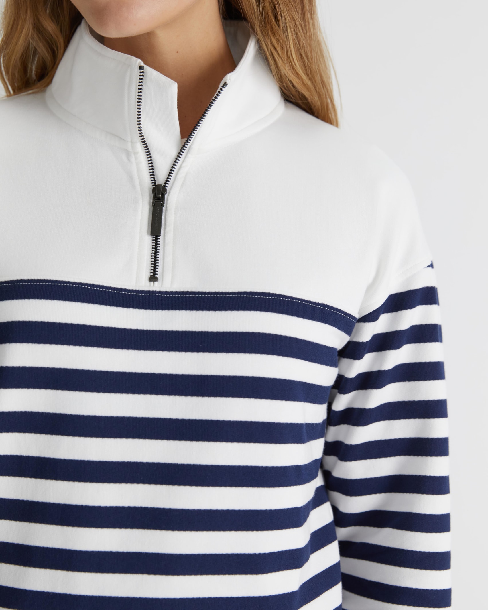 SC Quarter Zip Sweat in Ivorynavy Sportscraft