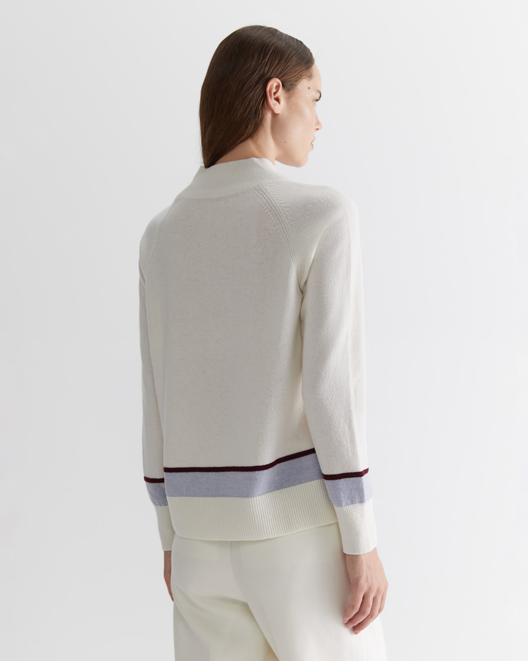 Sunshine Colour Block Wool Sweater in WINTER WHITE