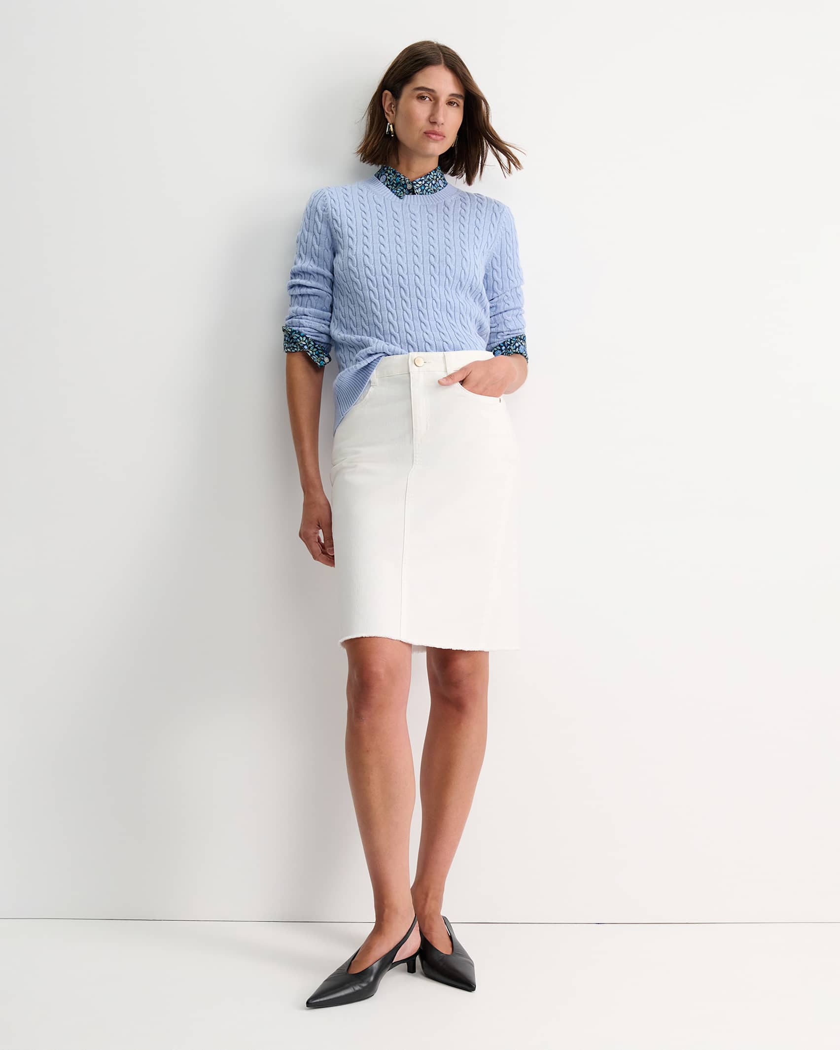 A blue sweater best sale
