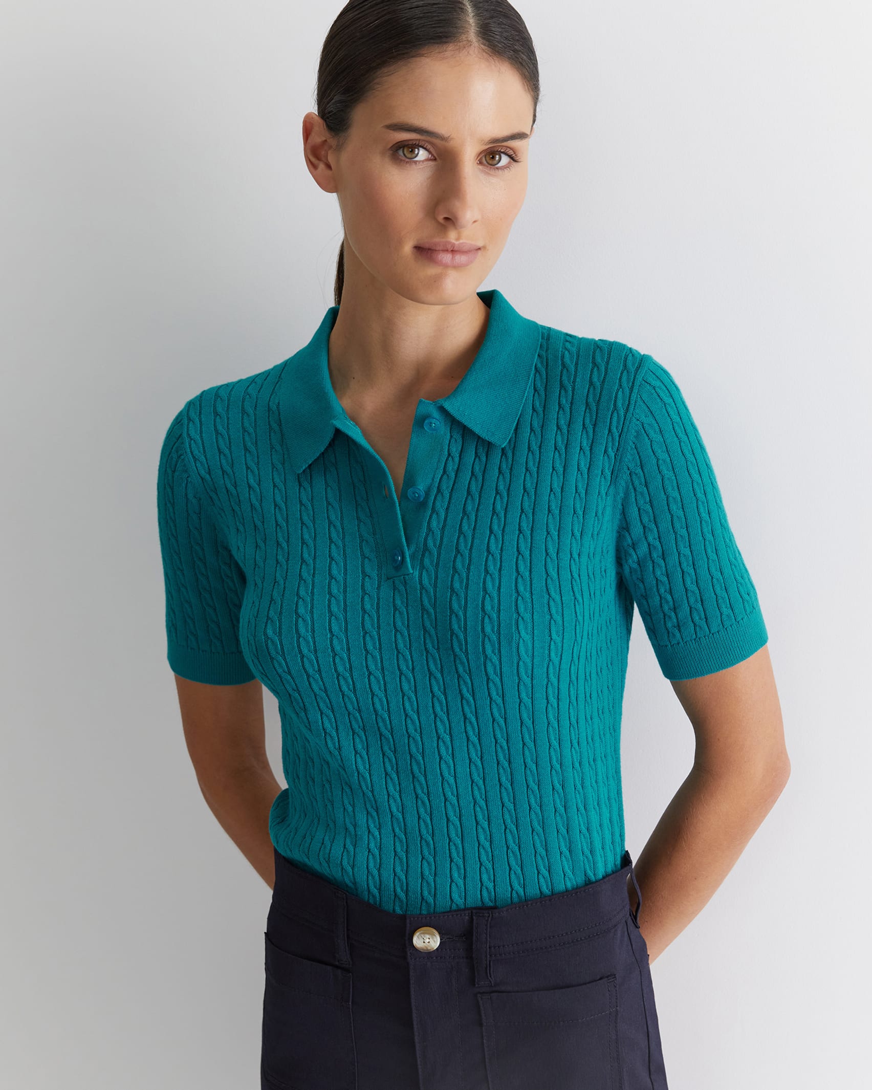 Elka Cable Polo in LIGHT TEAL