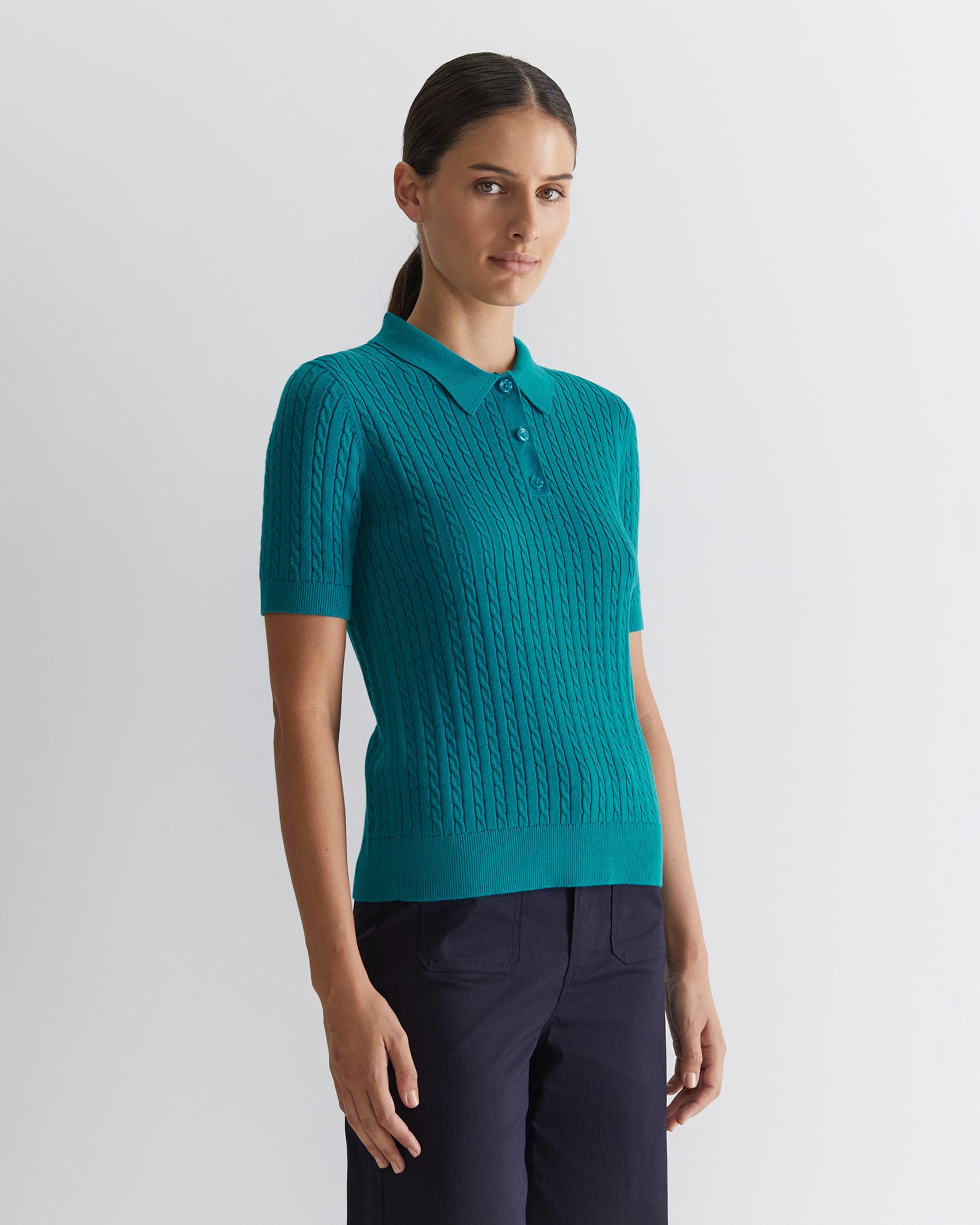 Elka Cable Polo in LIGHT TEAL