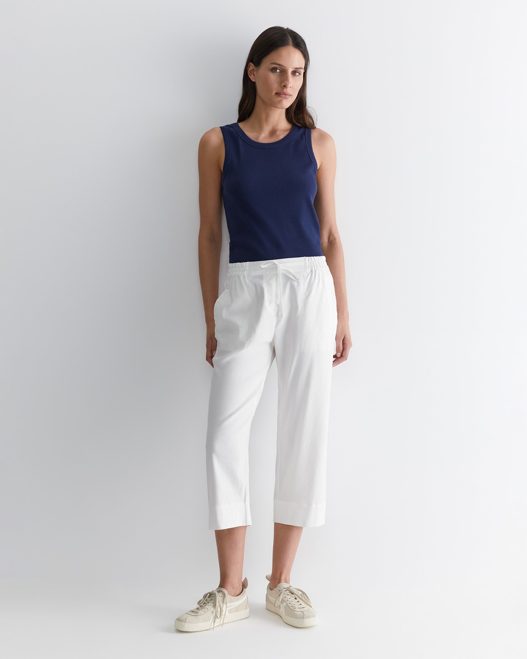 Rosa Crop Linen Pant in WHITE