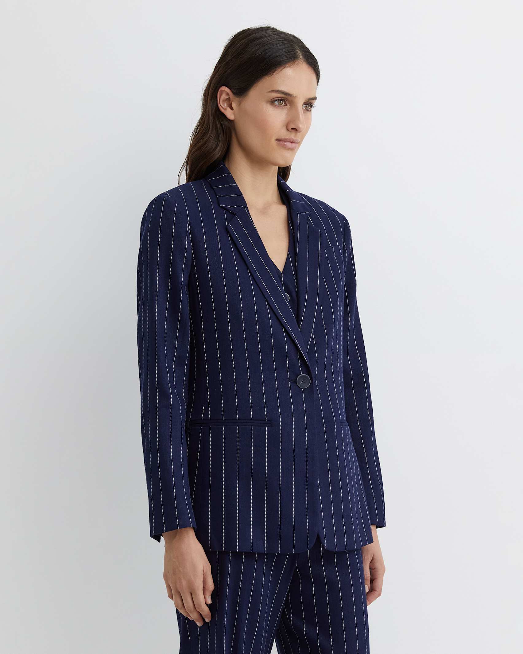 Brianne Stripe Blazer in NAVY/WHITE