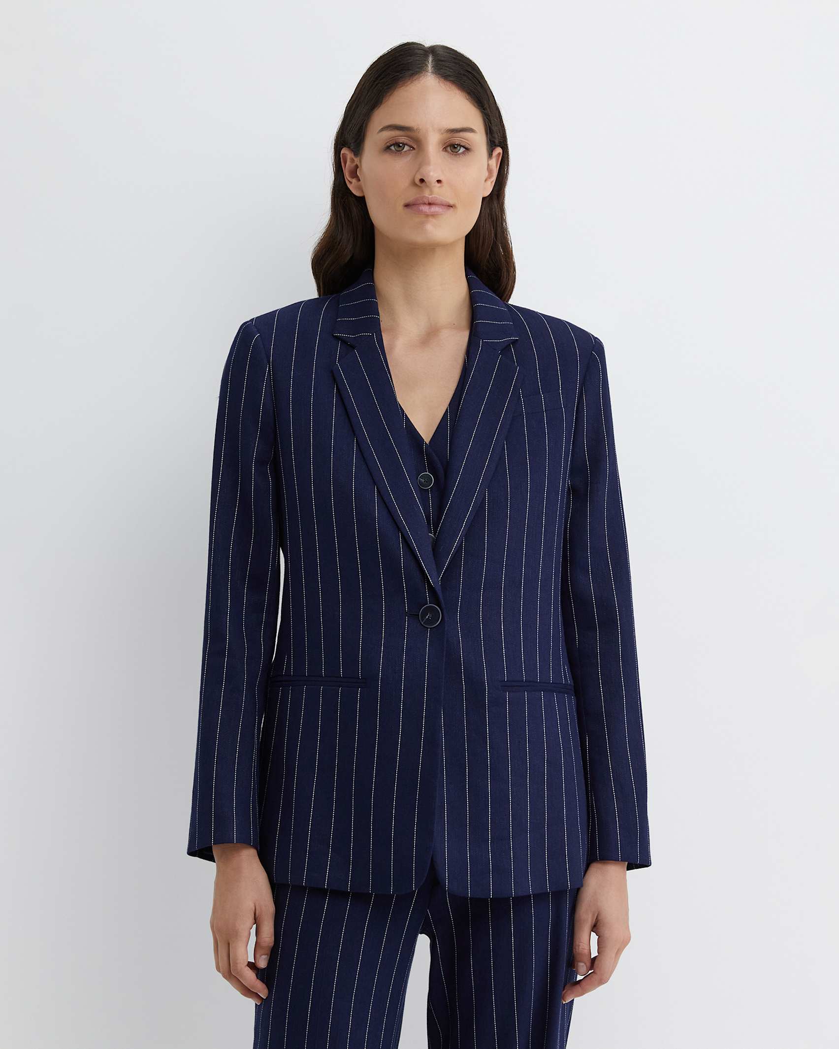 Brianne Stripe Blazer in NAVY/WHITE