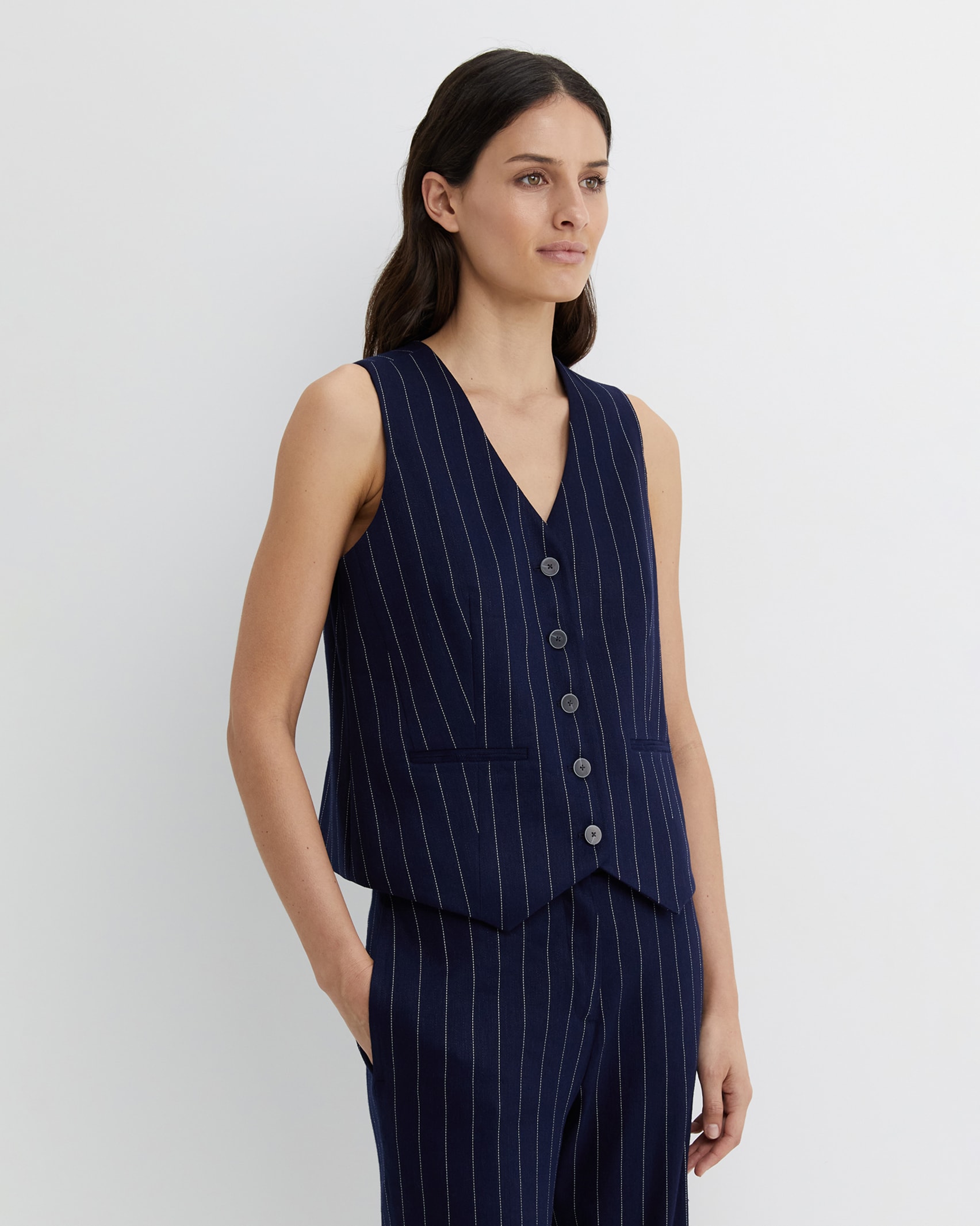 Brianne Stripe Vest in NAVY/WHITE