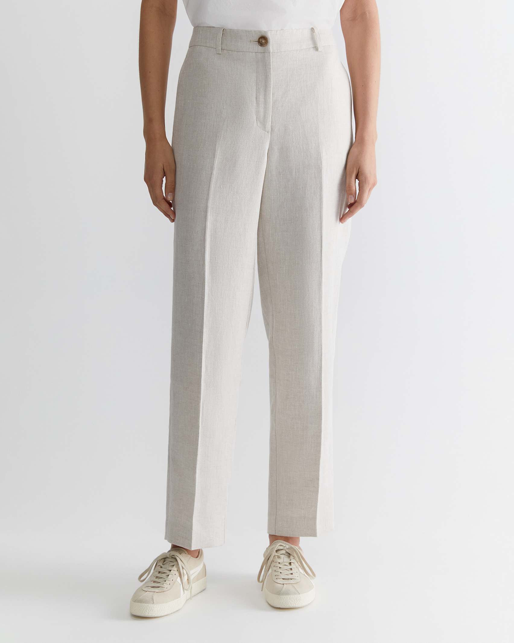 Freya Straight Linen Pant in String Sportscraft