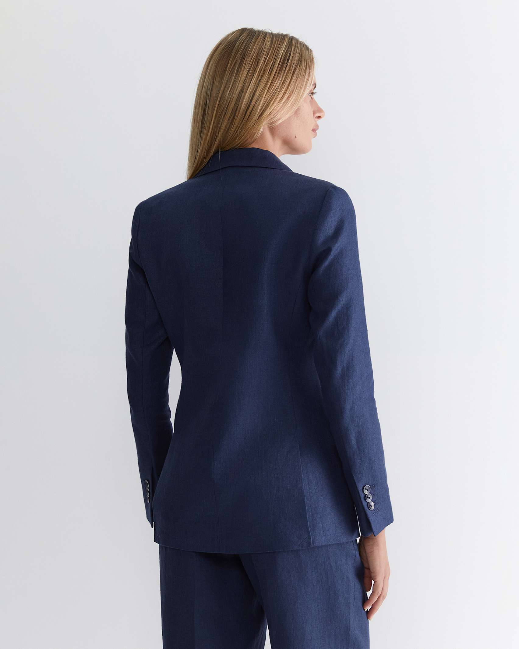 Freya Linen Blazer in NAVY