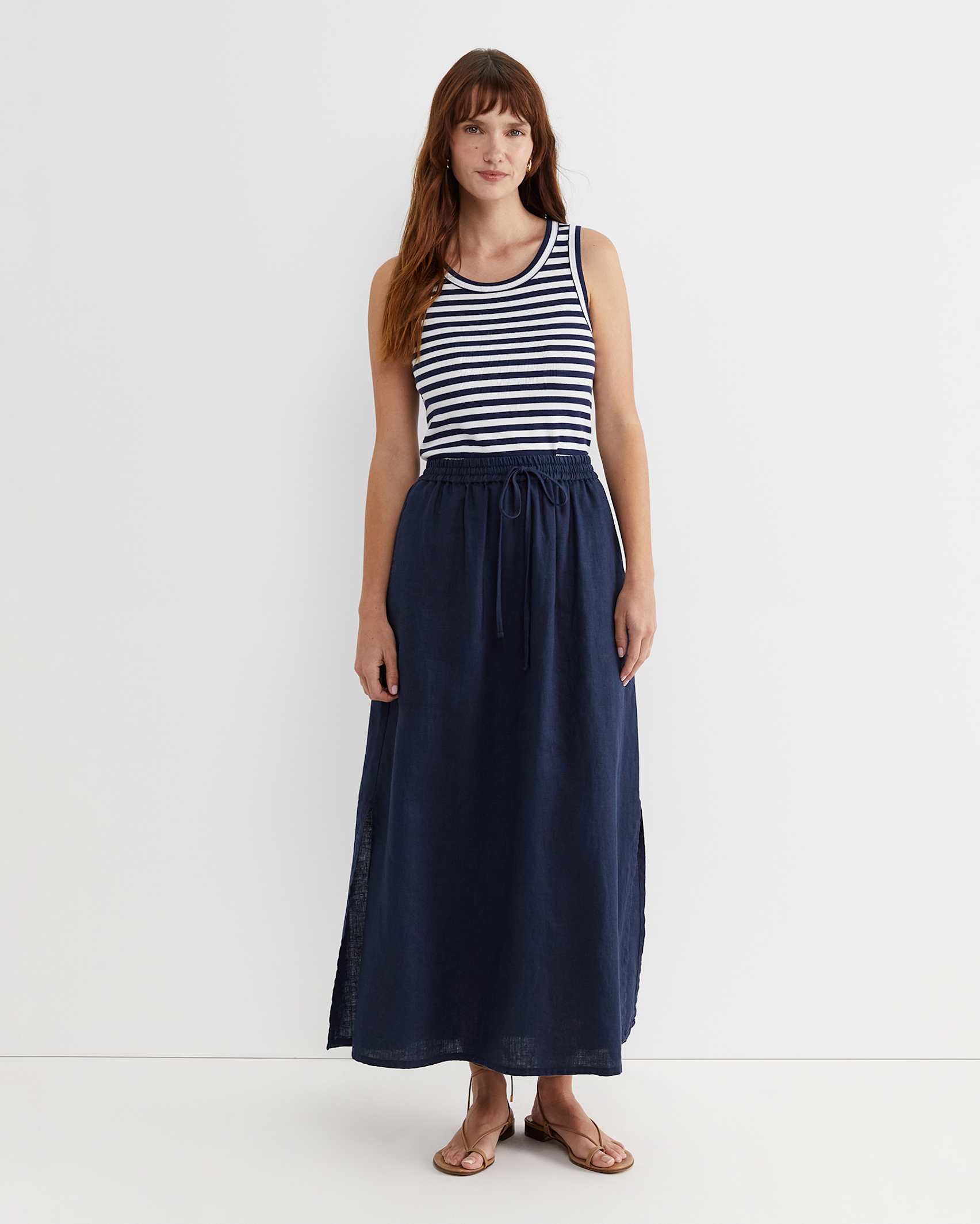 Navy linen skirt shop
