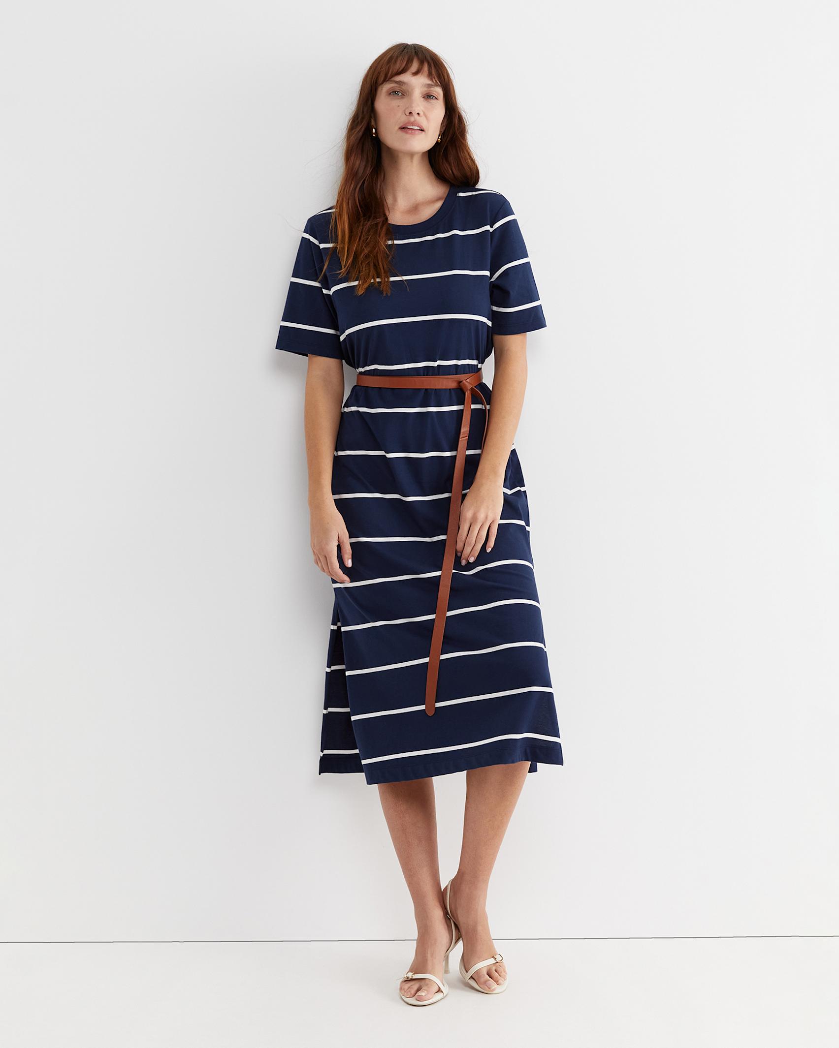 Ariana Stripe T Shirt Dress in Navywhite Sportscraft