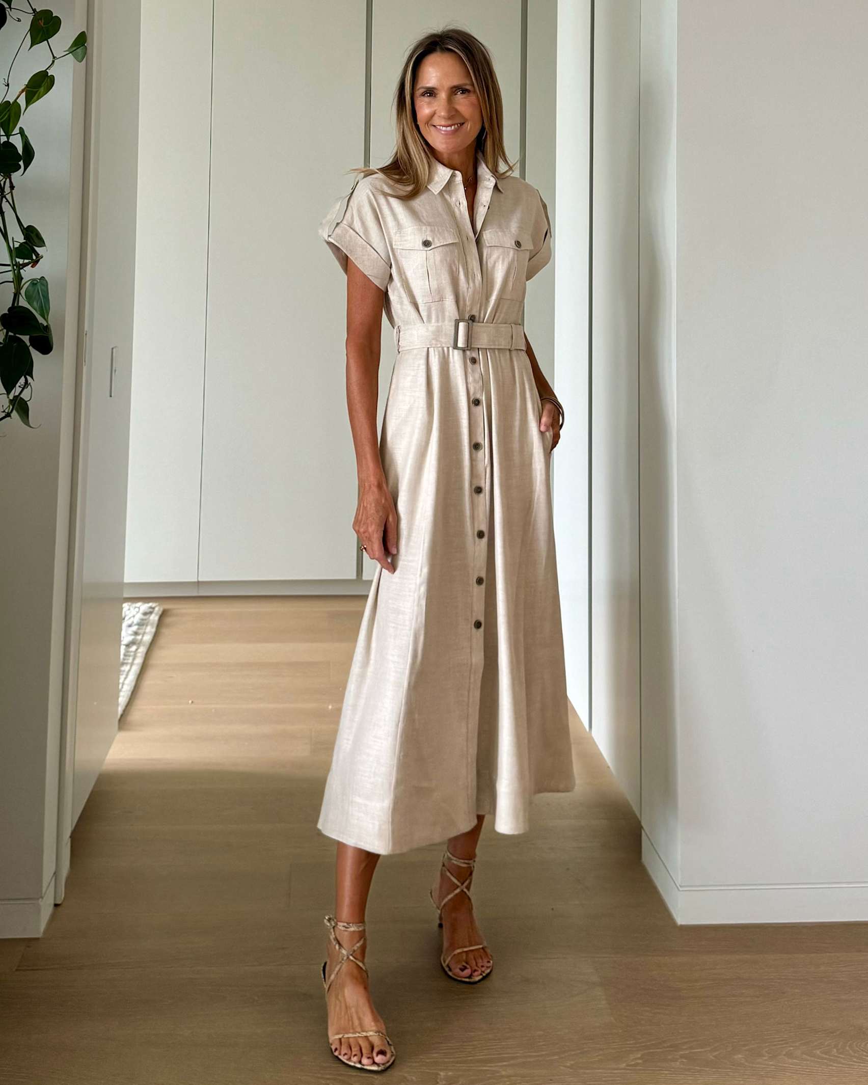 Lena Linen Safari Dress in String Sportscraft